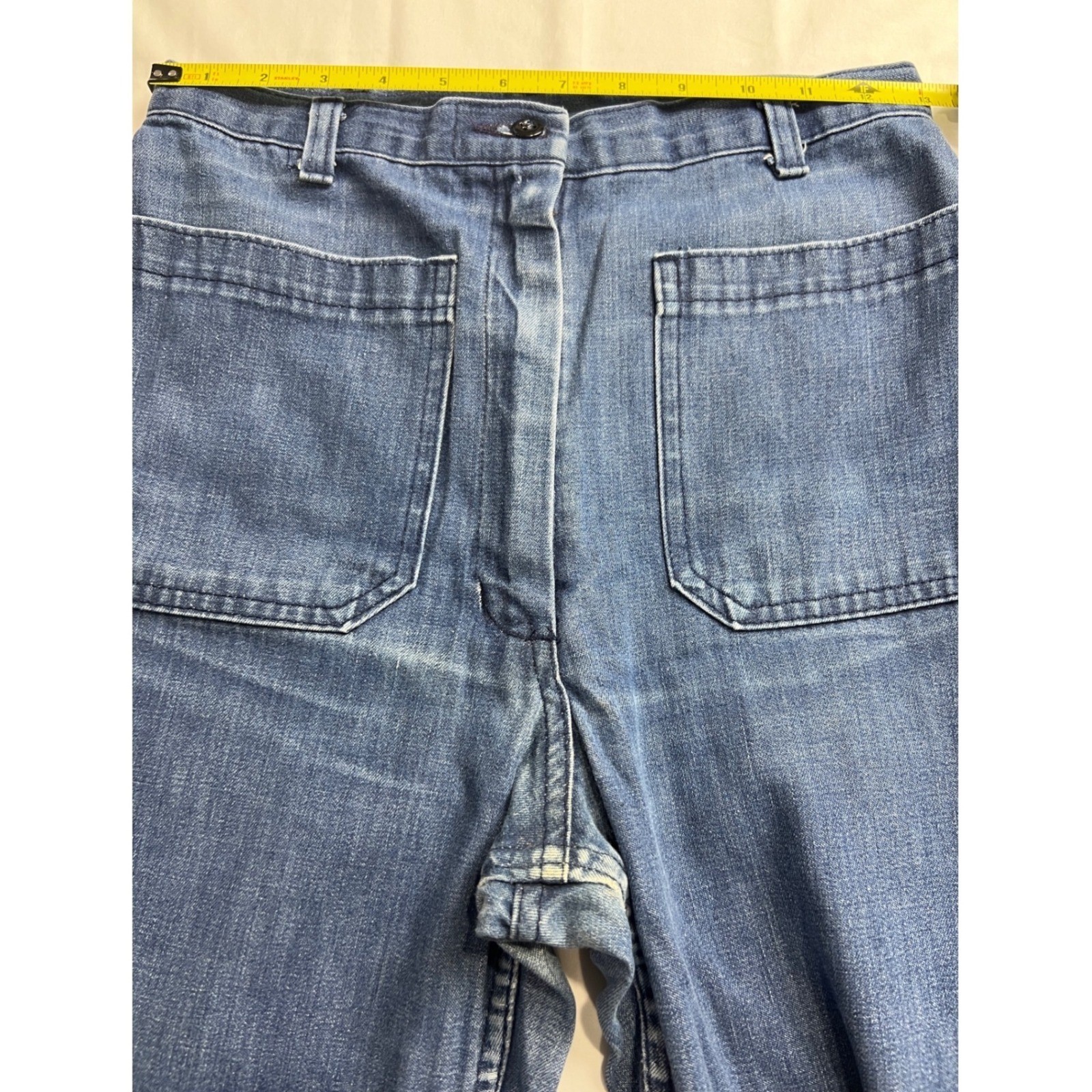 Vintage 1986 US Navy Utility Slacks Denim Hi Waisted Wide Leg Jeans 12L 26×27 G8
