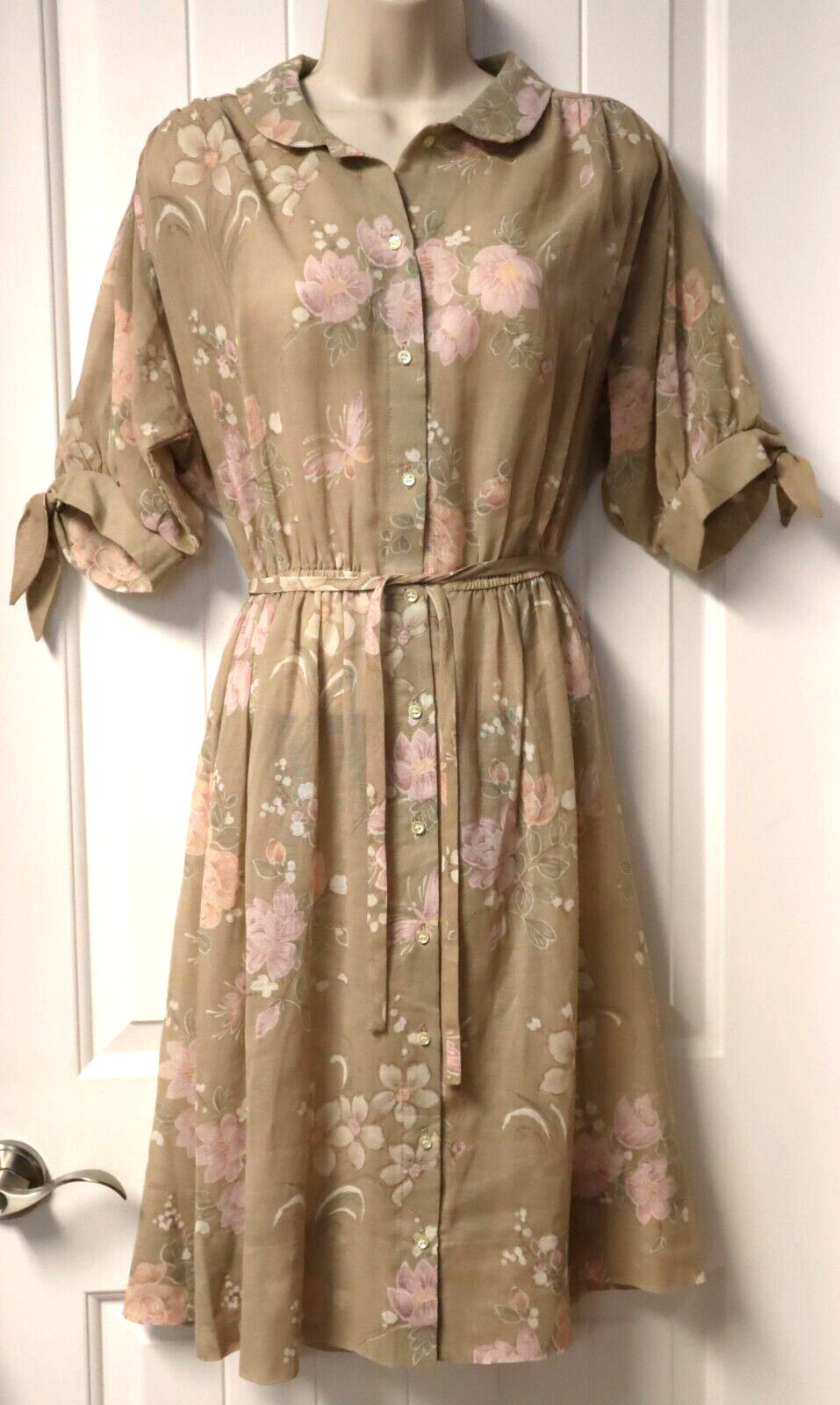 Vintage 80s floral semi sheer summer dress size M (check measurements)
