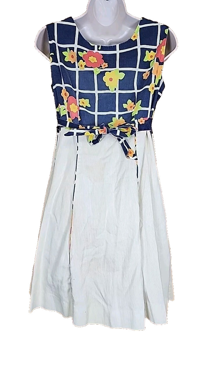 Vtg Evelyn Pearson Jr Lounging Apparel Dress S Floral Button Front Tie Waist R2
