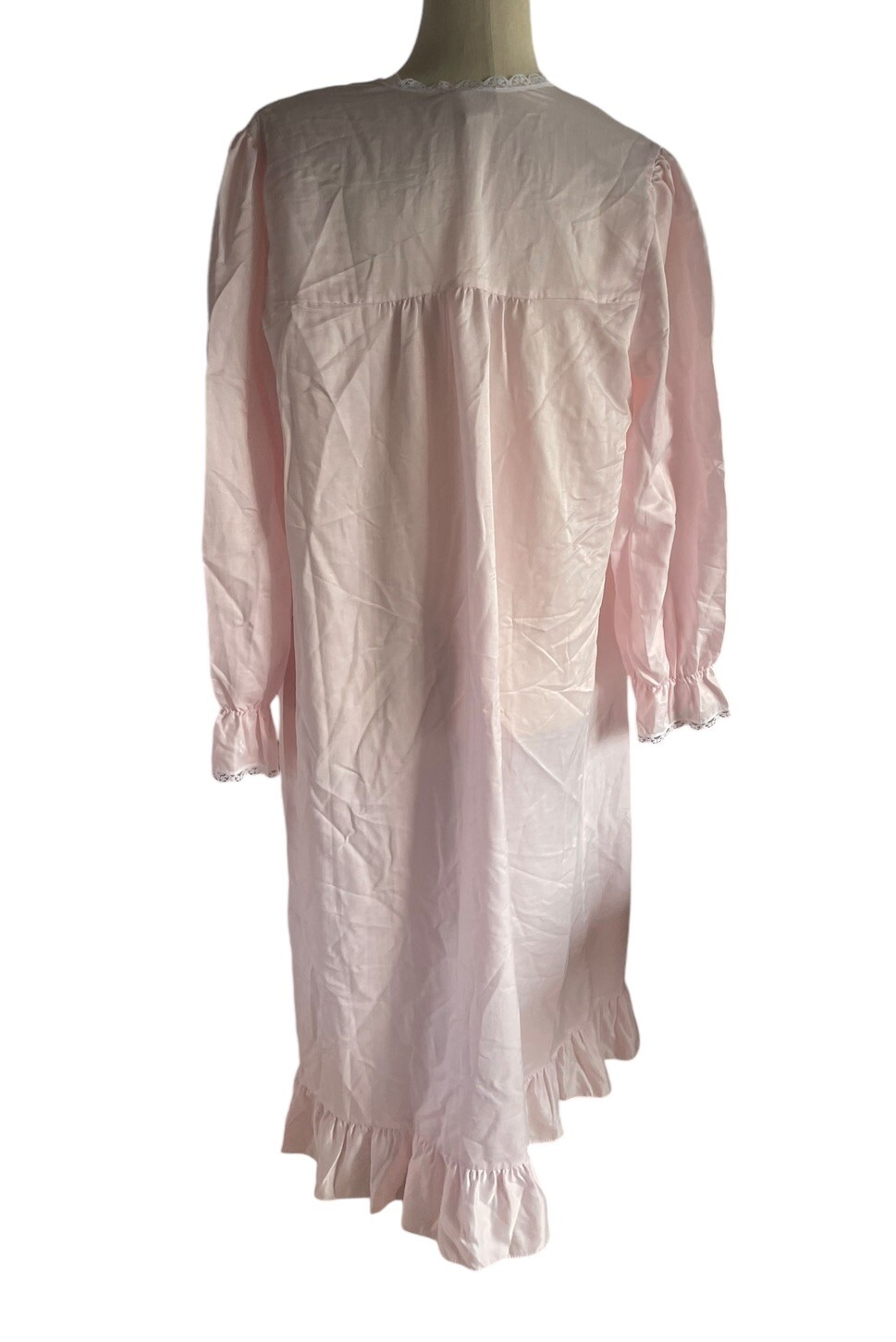 Vintage Cachet Long Nightgown Pink Embroidered Lace Sweet Cottage Size M 12-14