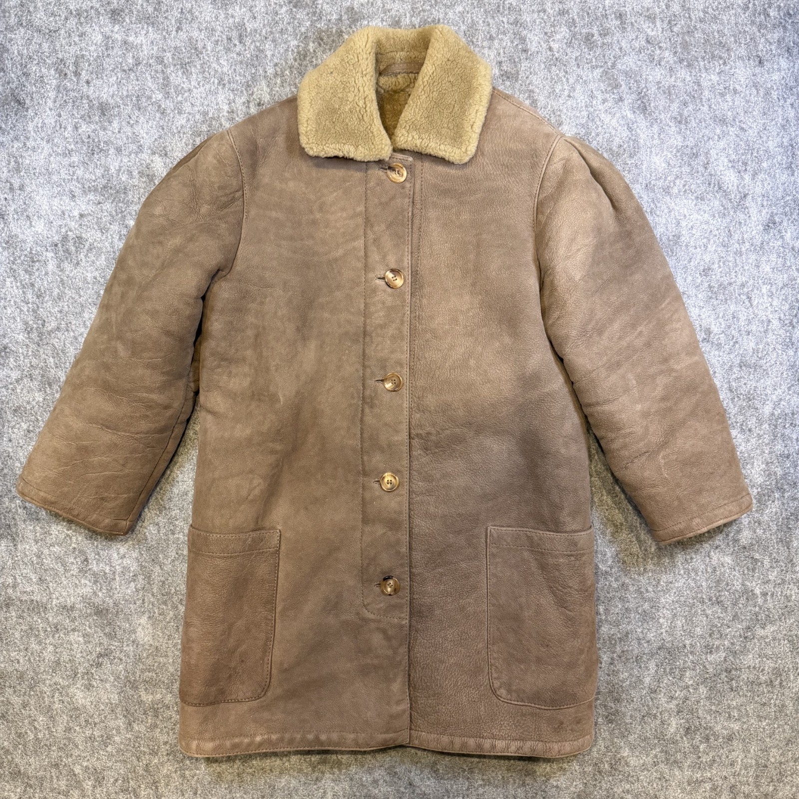 Vintage Sawyer Of Napa Abercrombie Lambskin Shearling Wool Lined Coat 12