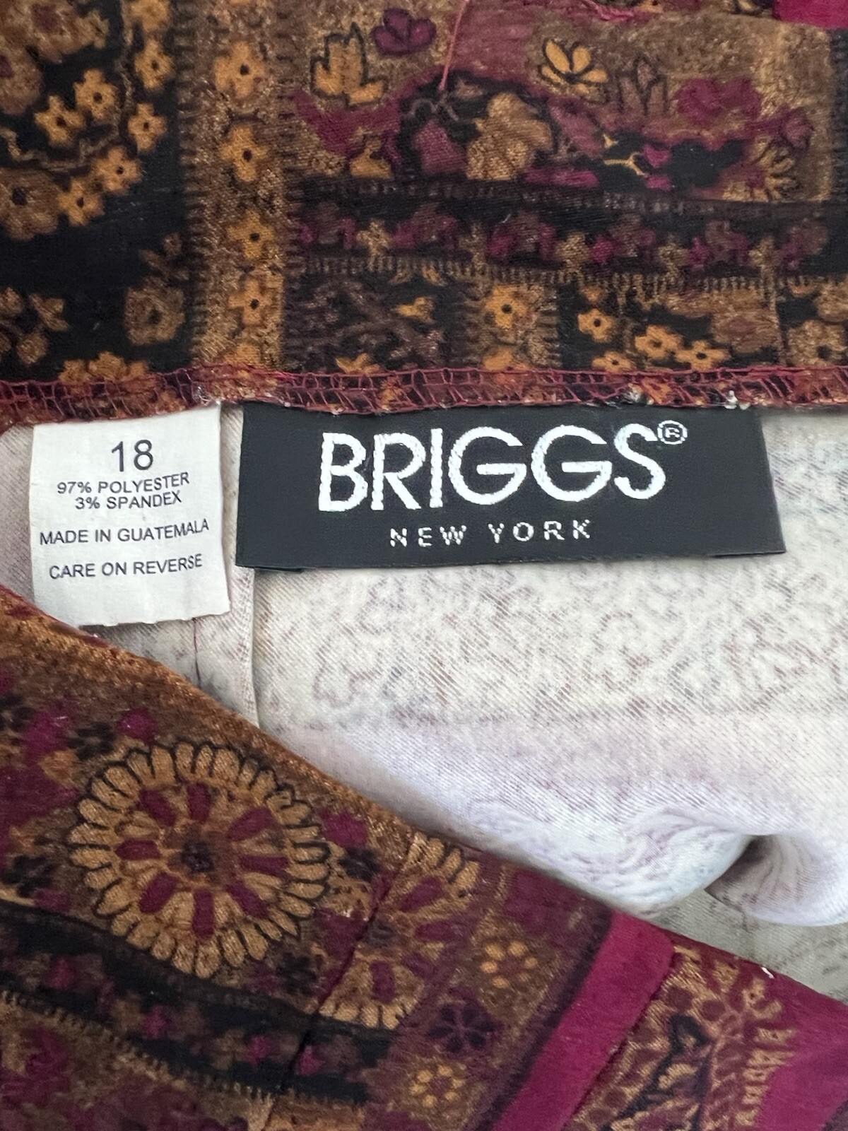 Vintage Briggs New York Burgundy Brown Paisley Fall Maxi Skirt Size 18