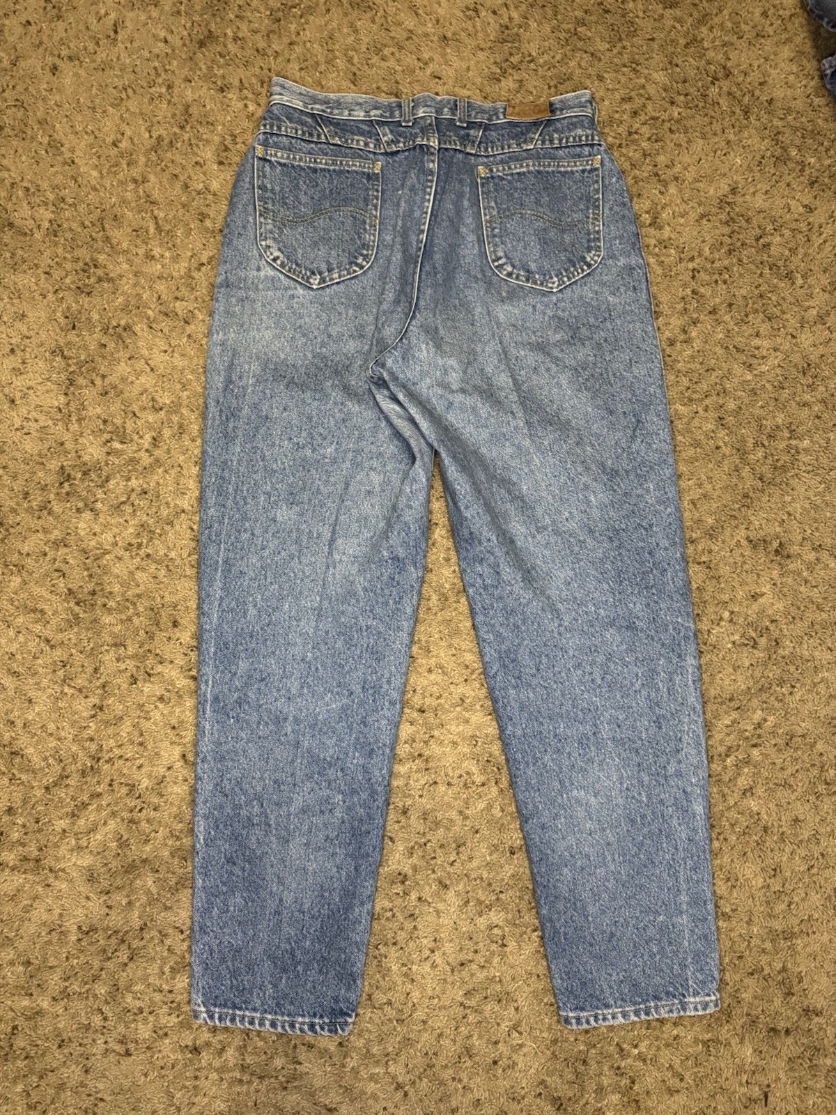VINTAGE LEE Official Mom Jeans Light Acid Wash Pleated Lot Of 2 Sz 16M 32×29