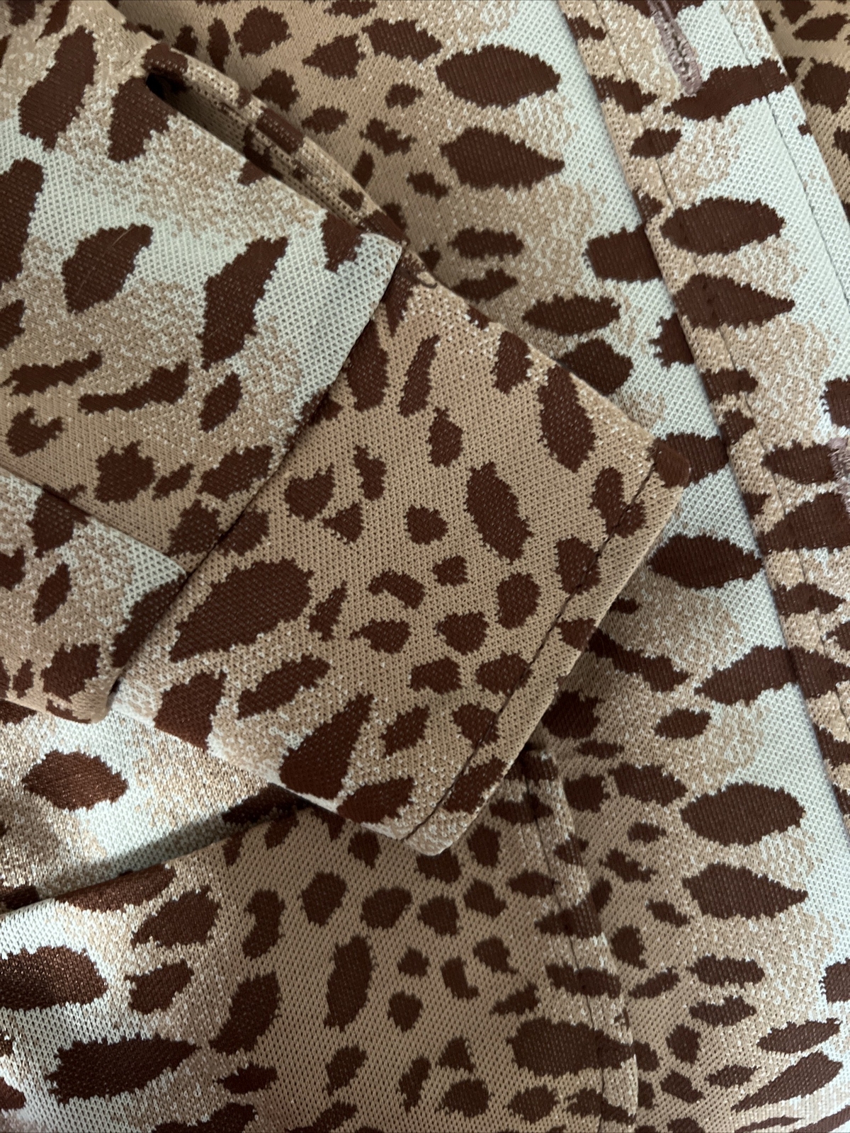 Vintage 1960s Animal Print Knit Top Boutique Brown Cheetah Button Up Sz 14 Sears