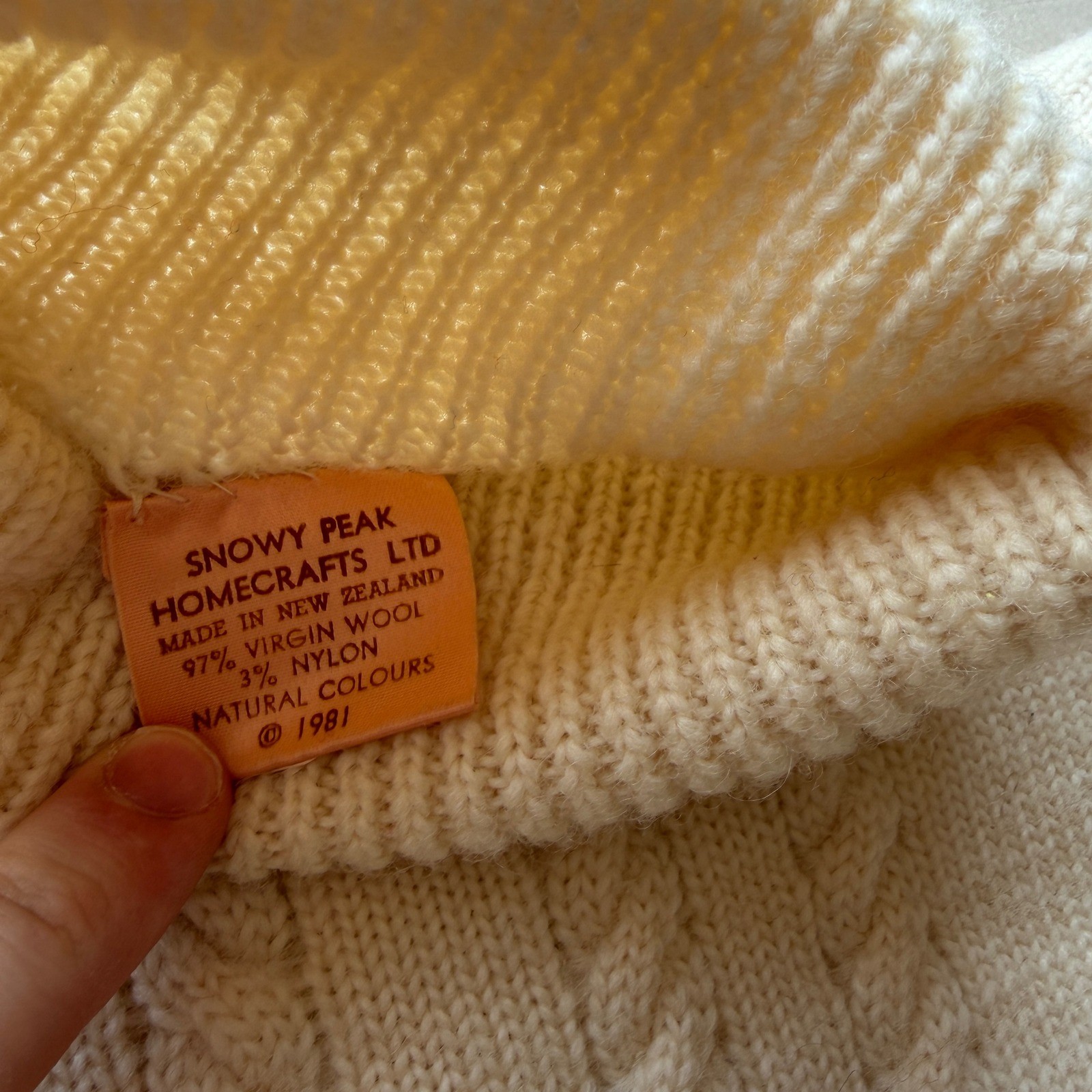 Vintage 80s Snowy Peak Cable Knit Turtleneck Sweater