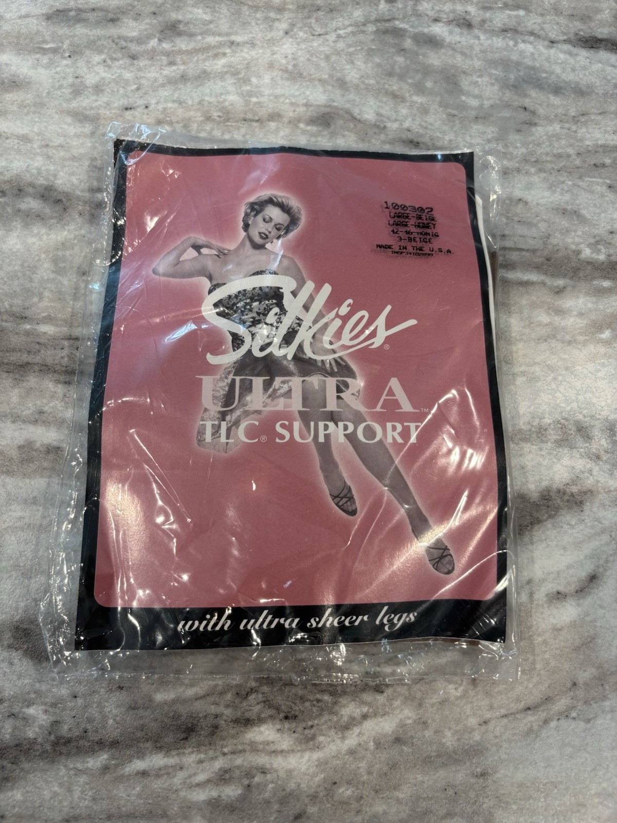 Silkies Ultra TLC Support Pantyhose L Beige 100302 Made In USA