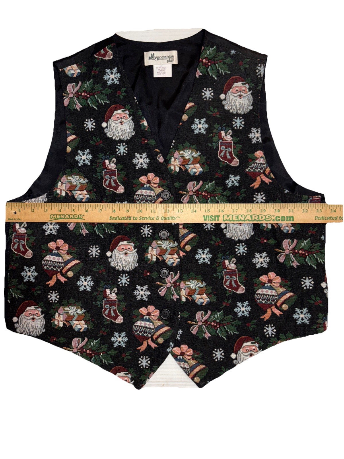 Sportables Plus Vintage Christmas Vest 1x Unisex Ugly Holiday Santa 90s