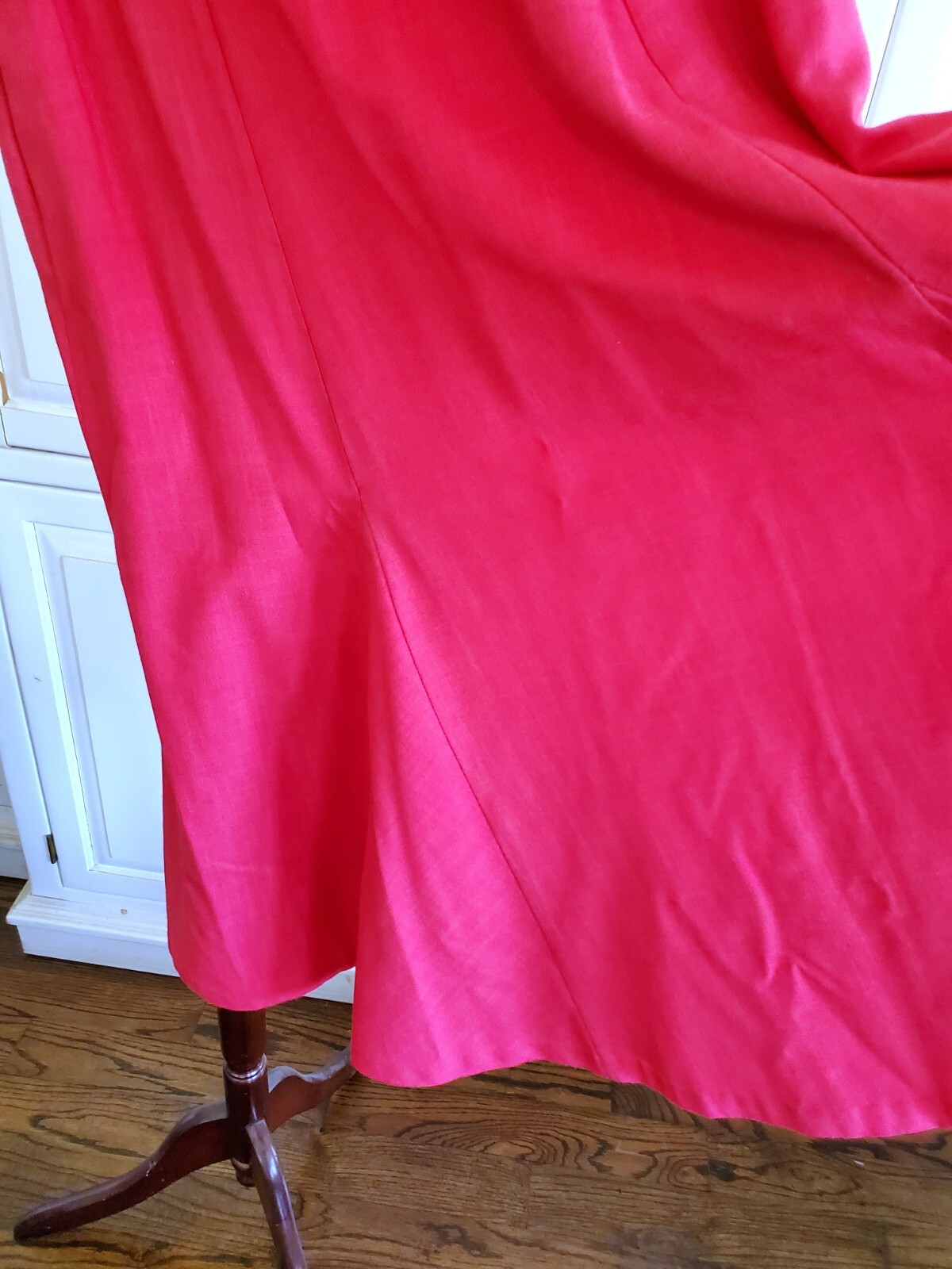 Vintage Jess & Liz Coral Red Trumpet Gored Linen-look Midi Skirt 4? 6?