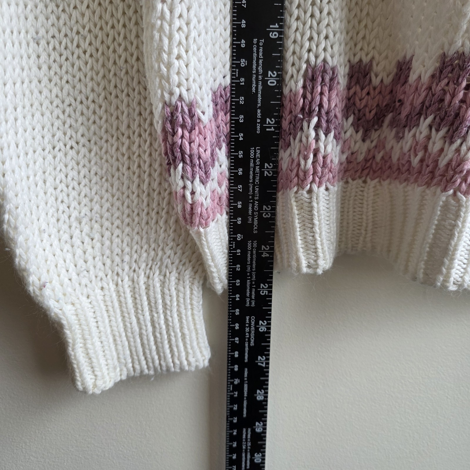 VTG JJ Fargo Hand-Knit Chunky Sweater Cream Cottage Large Granola Grannycore