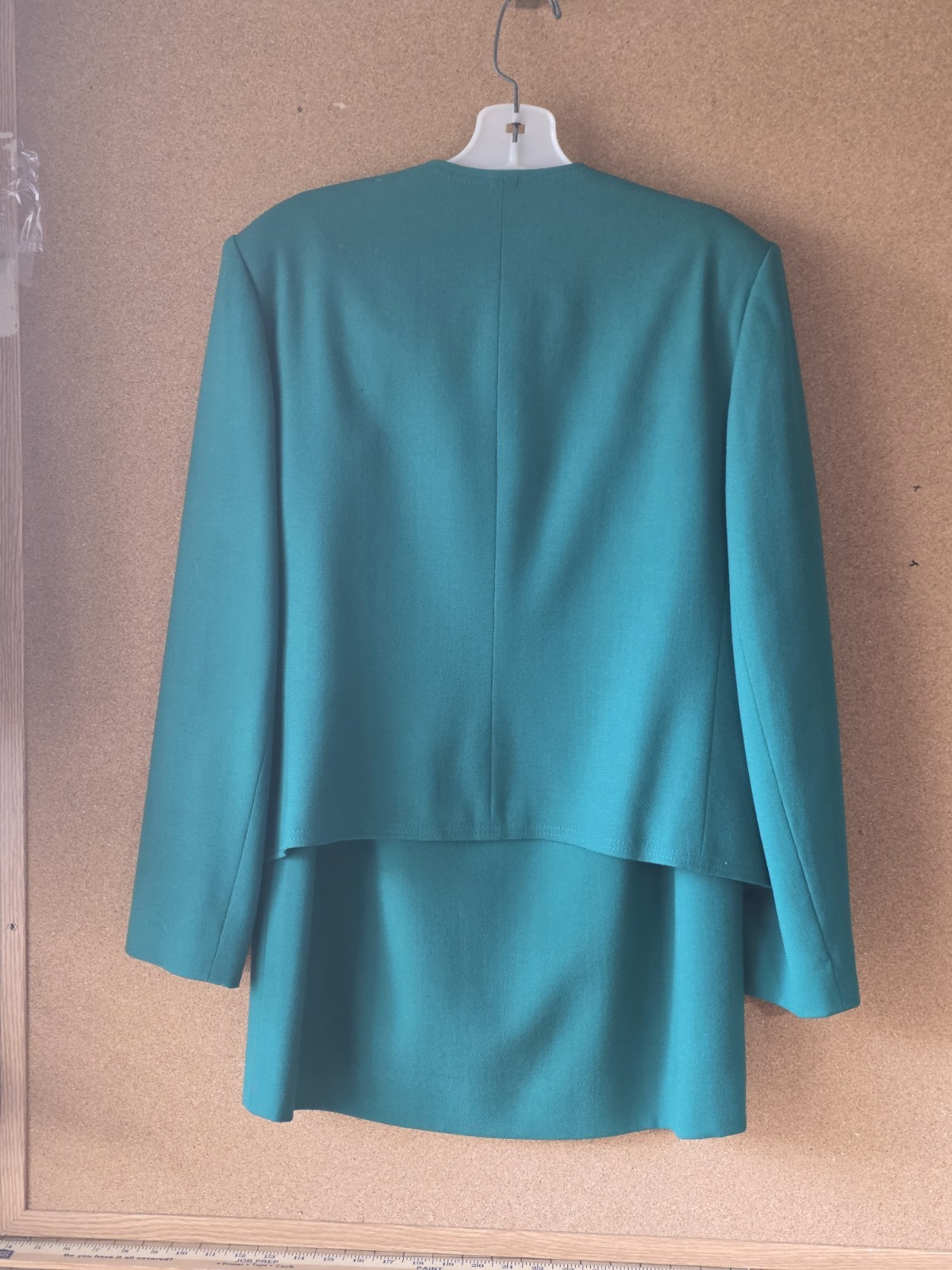 VTG Herbert Grossman Talbots Teal Green 100% Wool Skirt Suit Set Sz 14 Fits M/L