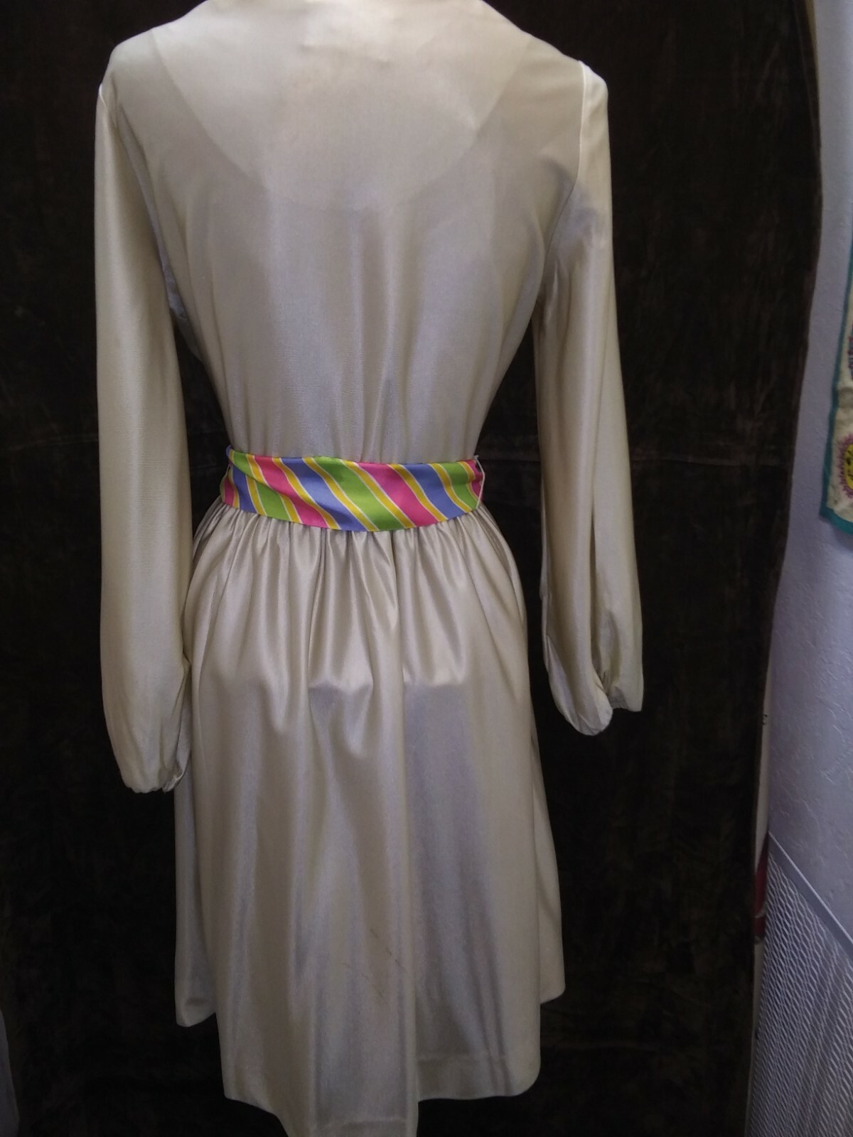 Vintage 1960’s Pale Gold Jersey Nylon Cocktail Dress by Lady McGuire Size S