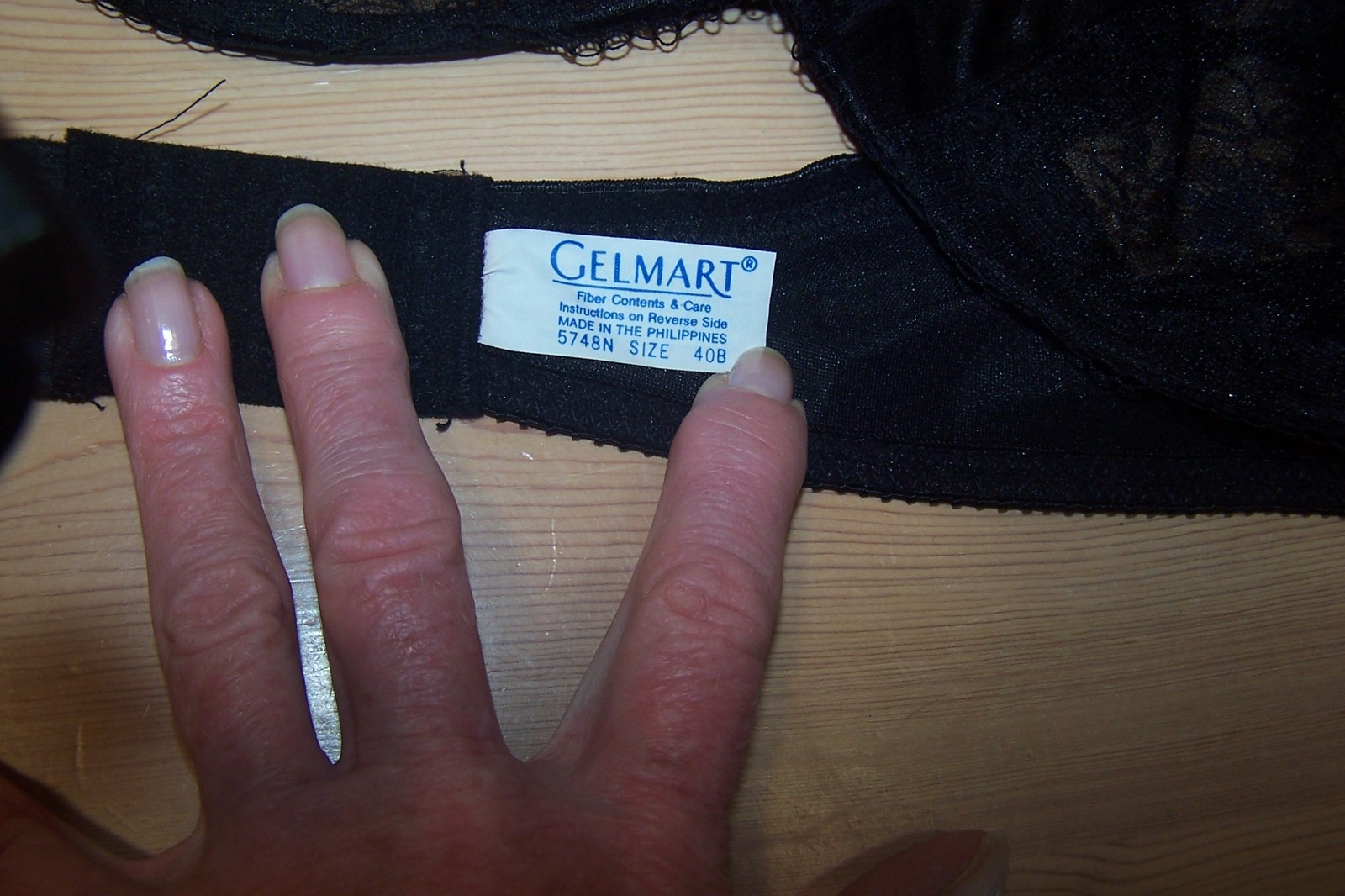 NWT VTG GELMART Black Sheer Lace Underwire Bra #5748N Sz 40B