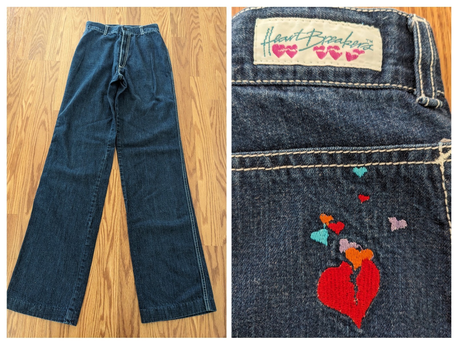 Rare Vintage Heart Breakers 80s high rise straight leg jeans Talon Zip USA dark