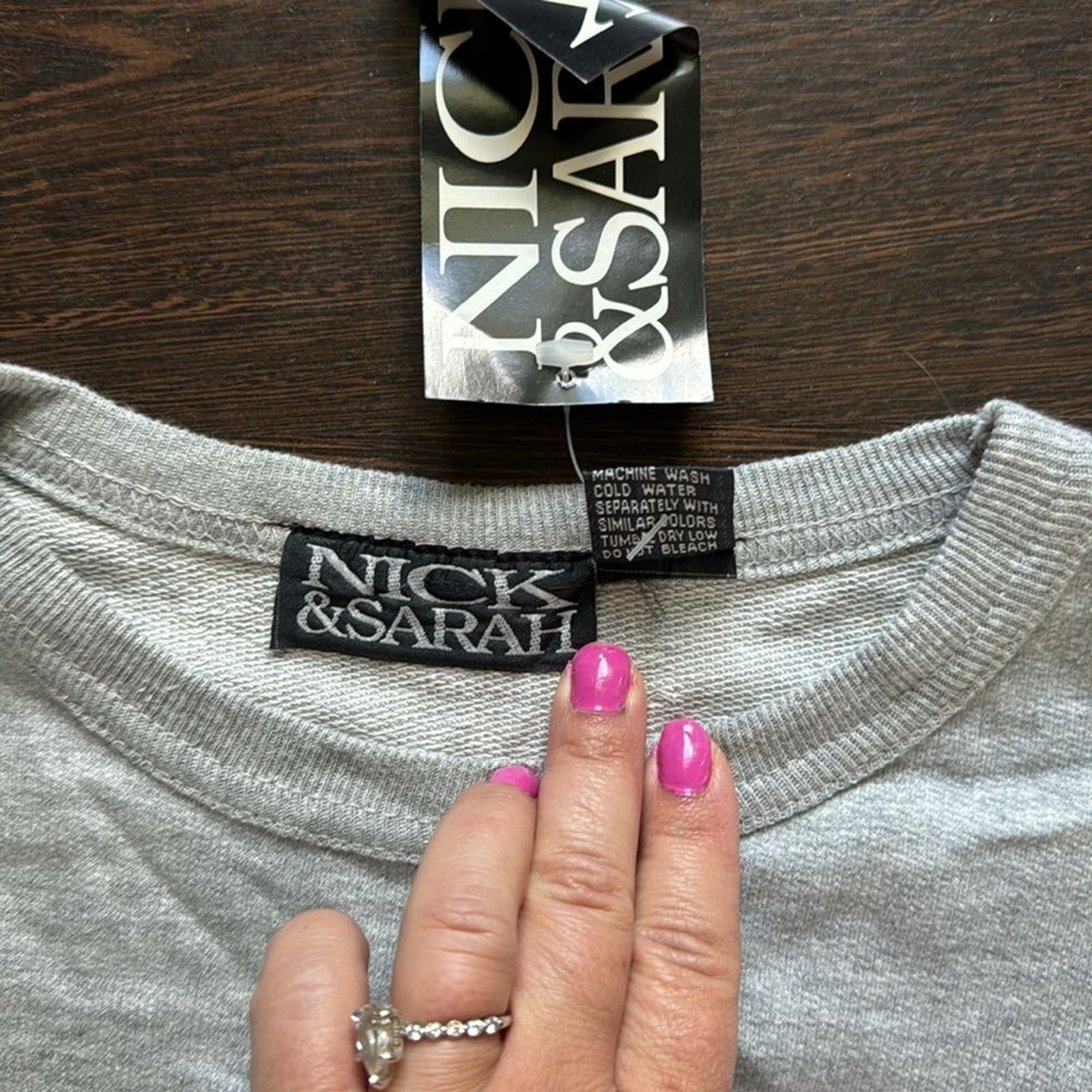 Nick & Sarah Vintage Two Piece Sweatshirt and Skirt Set Gray Large