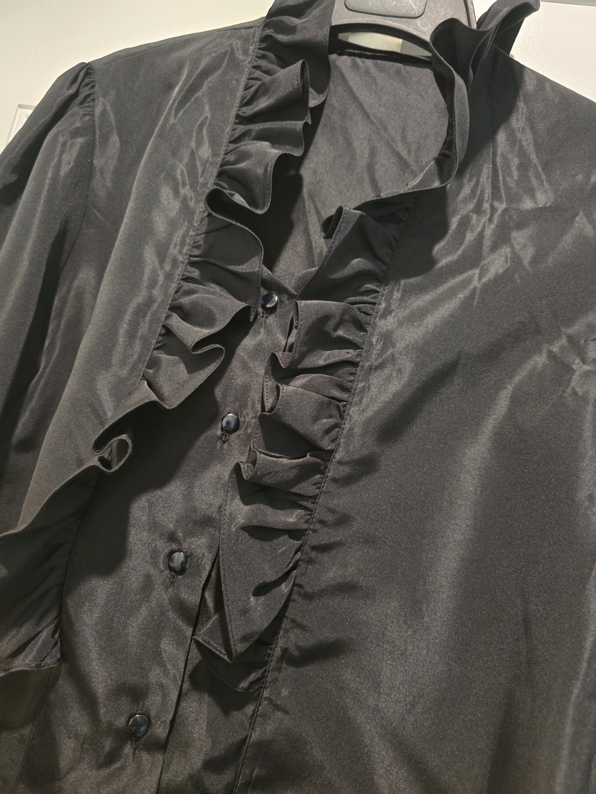 Sears The Fashion Place Womens Dress Shirt Size Medium Black Ruffles Grandmacore