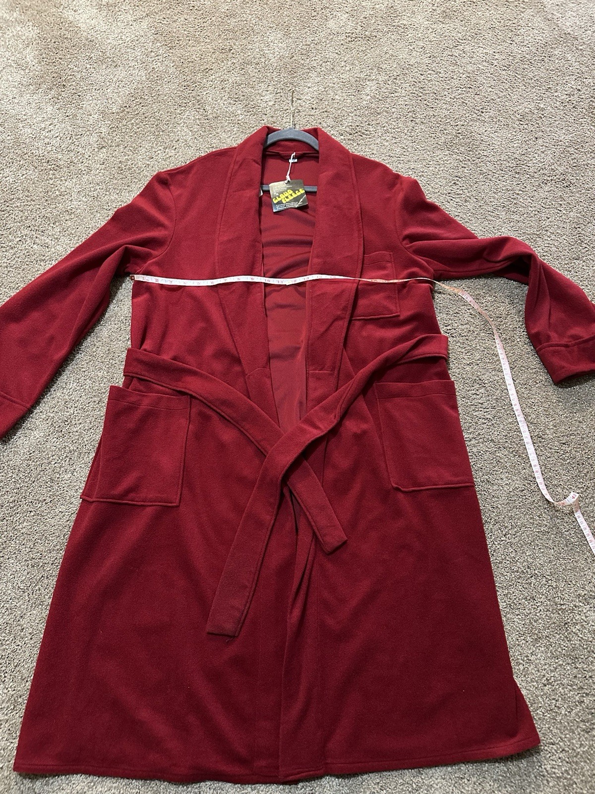 Vintage Collins And Aikman Cloud Fleece Robe With Belt Pockets Red Large NWT