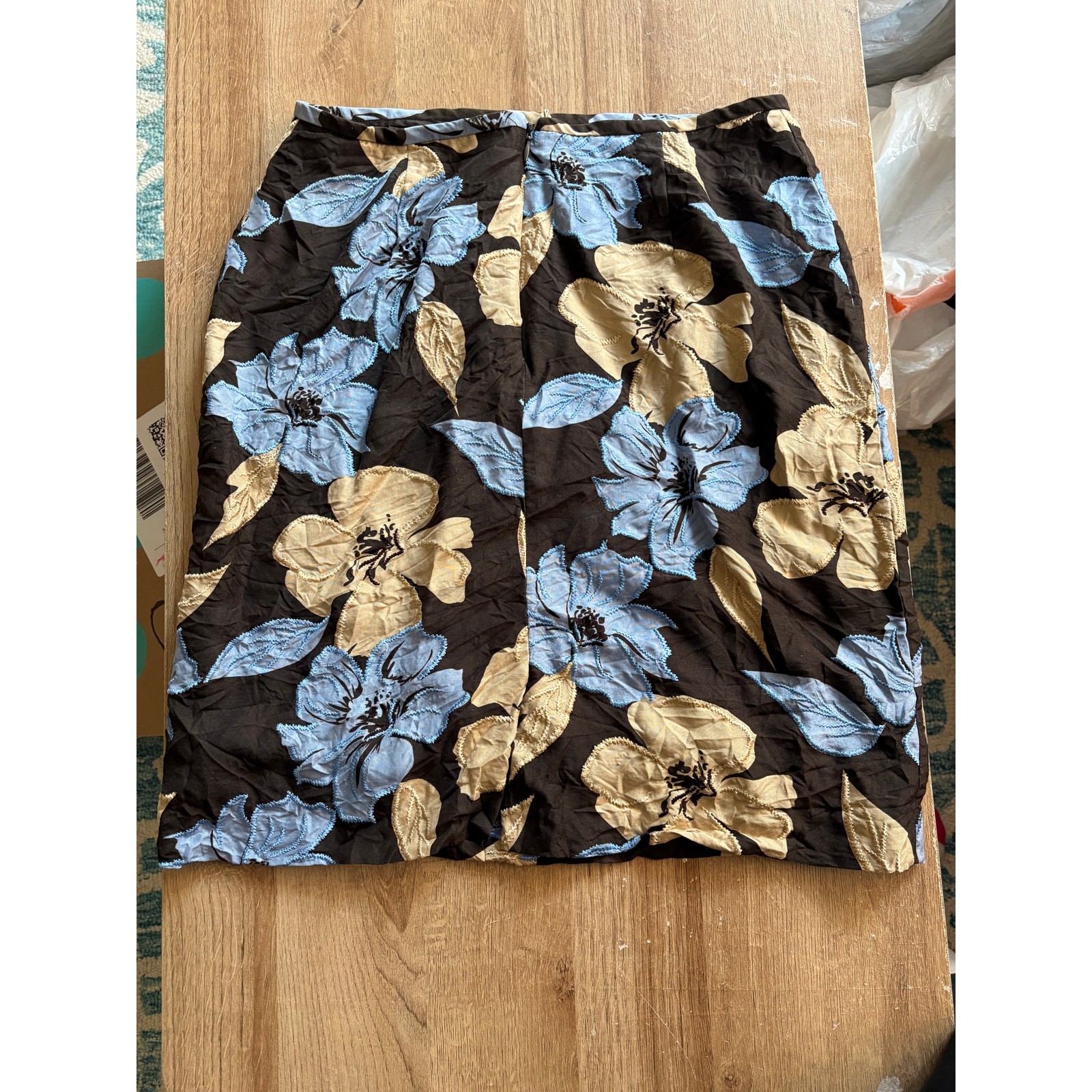 Vintage Casual Corner Mini Skirt with Blue and Yellow Flowers Size 8