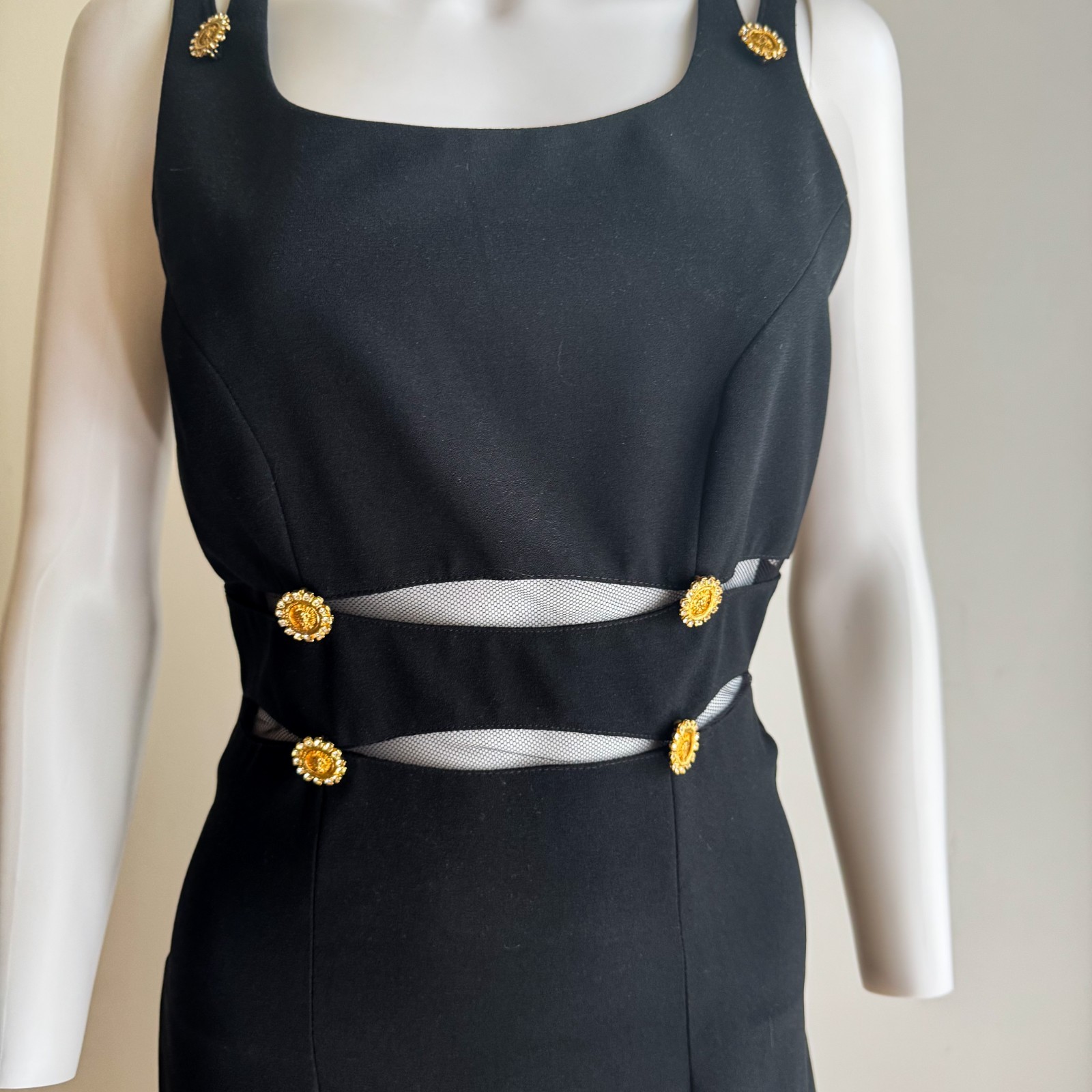 Vintage 90s Black Gold Accents 90s Designer Inspired Gown 6