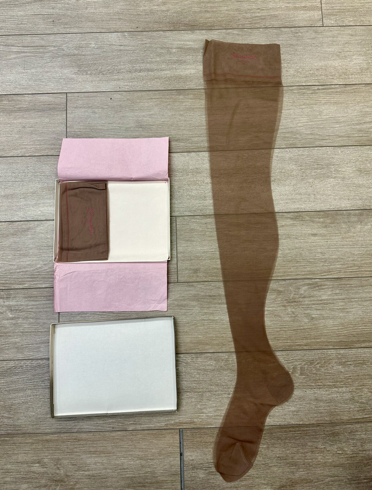 1960s Schiaparelli Brown Nylon Stockings Pantyhose Hosiery 2 Pairs in Box