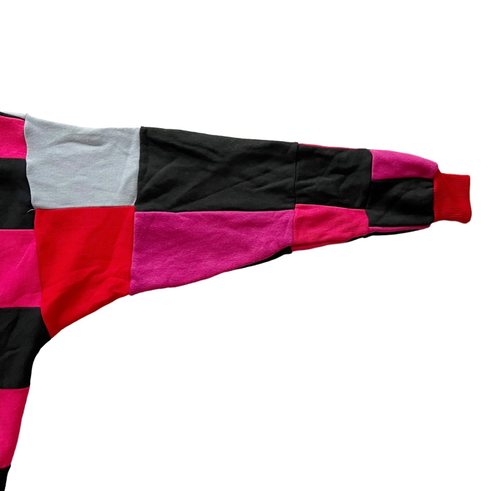 Blowout LA Vtg 90s Patchwork Colorblock Sweatshirt Pink Red Black Grey Unisex