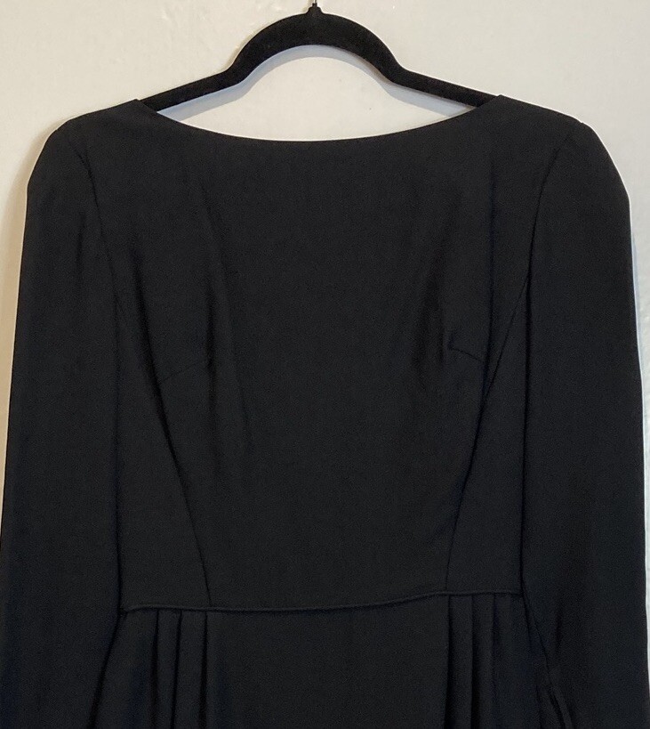 Vintage Another Ann Barry Jr Dress Size 13 Black Draped Back Zippers 60s Goth