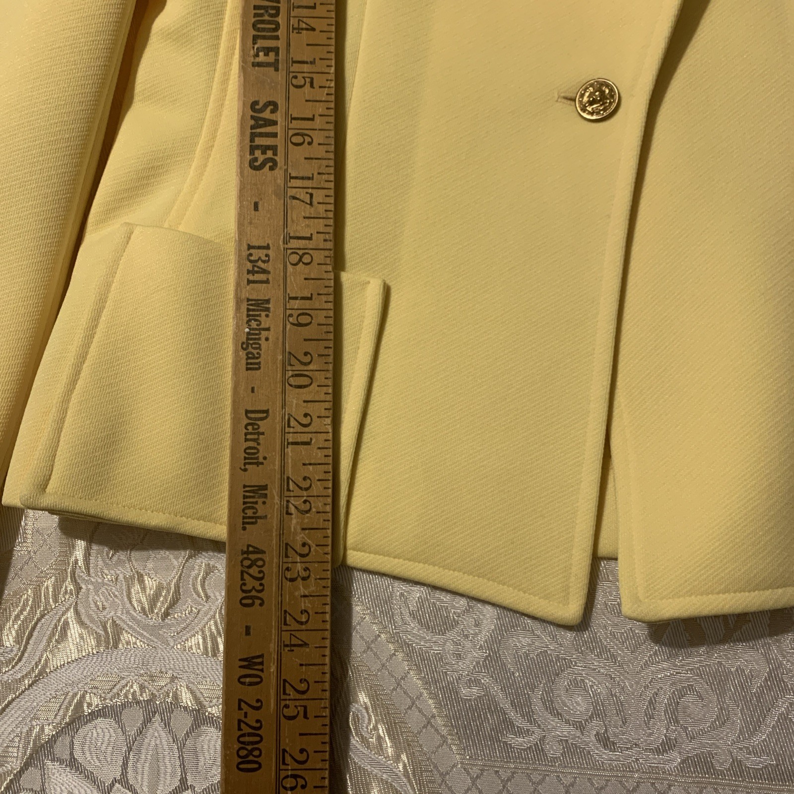 Vtg 60s 70s Alex Garay Trevira Banana Yellow Blazer Jacket Office Siren Disco