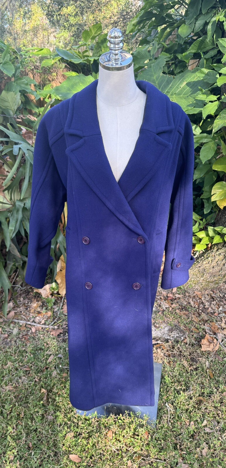 Vintage 100% Wool Trench Coat Purple Petite USA Union Made Retro S-M