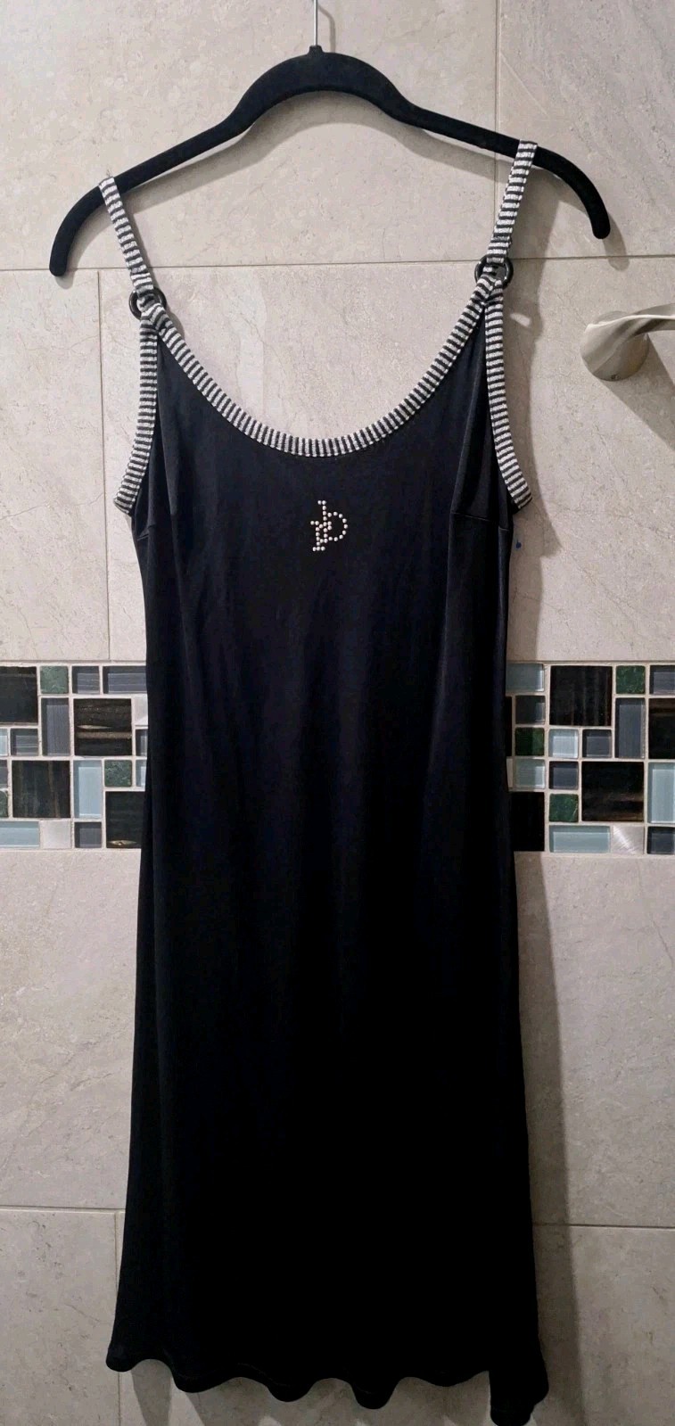 Vintage Rocco Barocco Black Slip Dress 1970s Read Desc