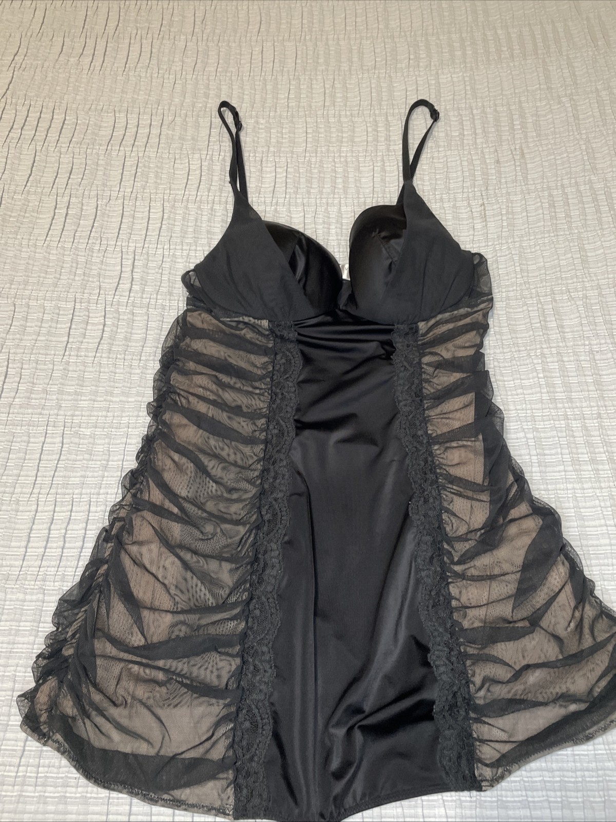 VS Victoria Secret Black Sexy Lingerie Nightwear 36B Glam Goth Witchy Vampire