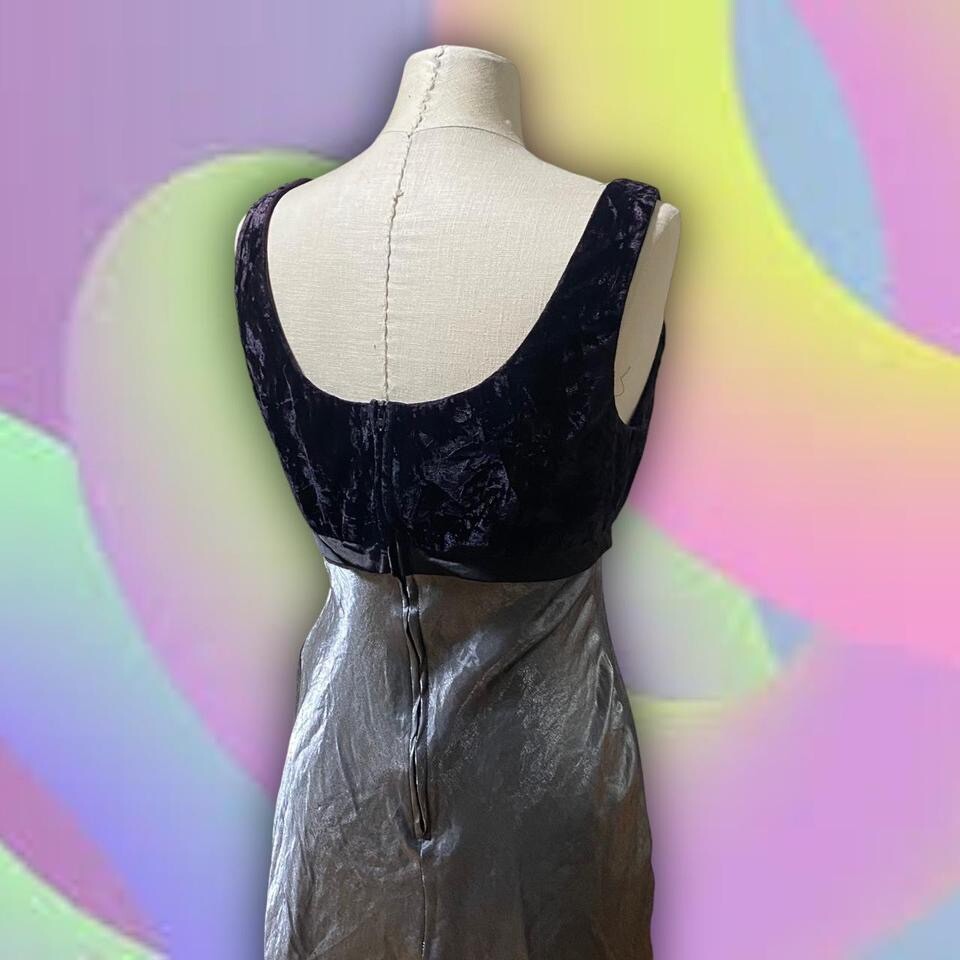 Vintage BLONDIE And Me By Linda BERNELL Black Velvet And Silver Maxi Dress