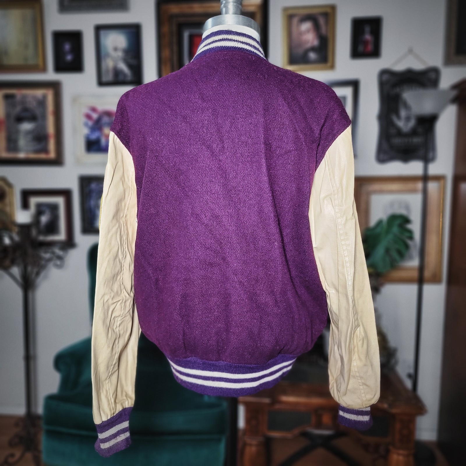 Vintage 90s Butwin Varsity Jacket Purple Leather Macy’s Parade Womens Large