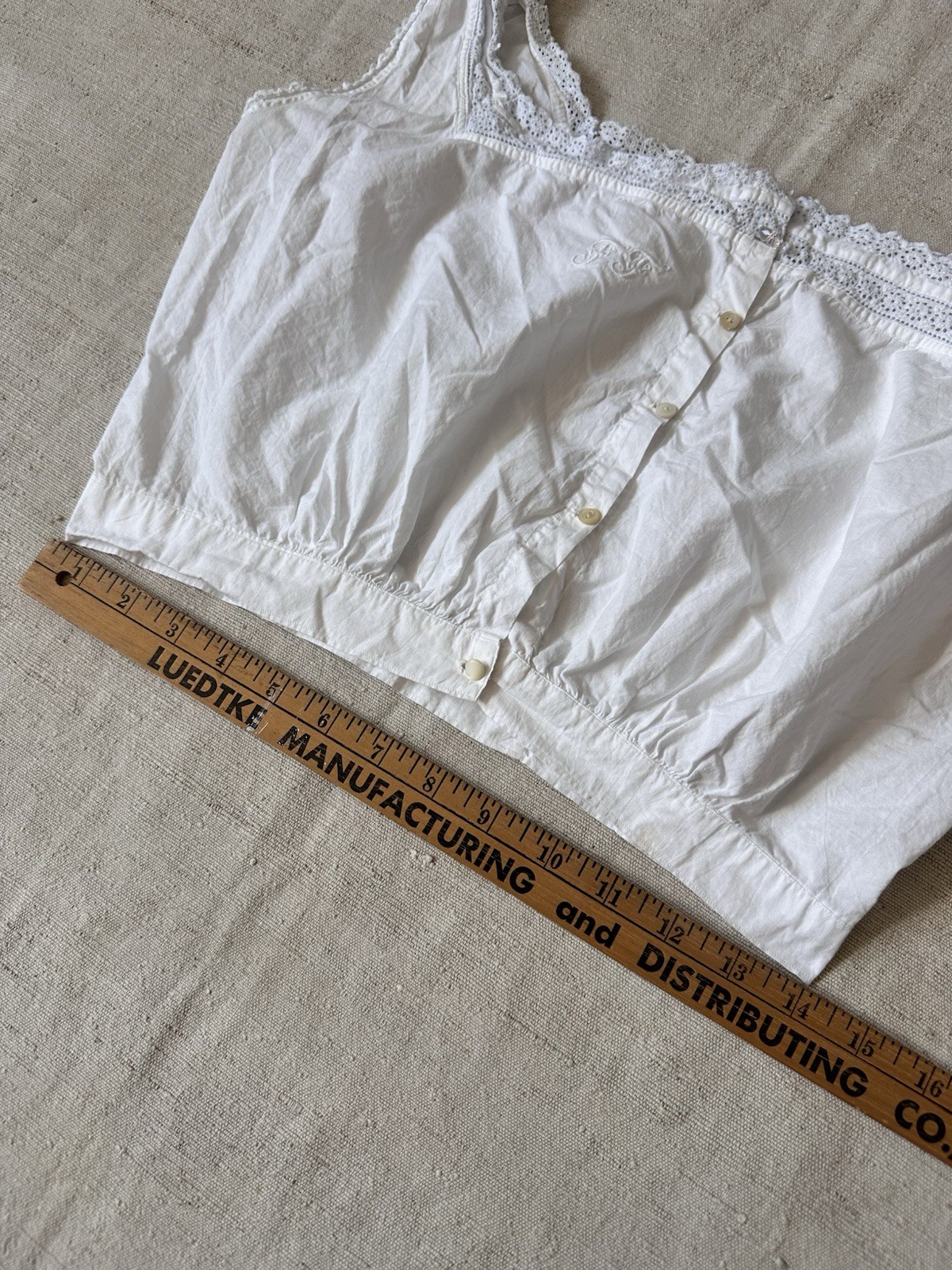 Antique Early 1900s French Corset Cover Summer Cotton Tank Top Handmade Small