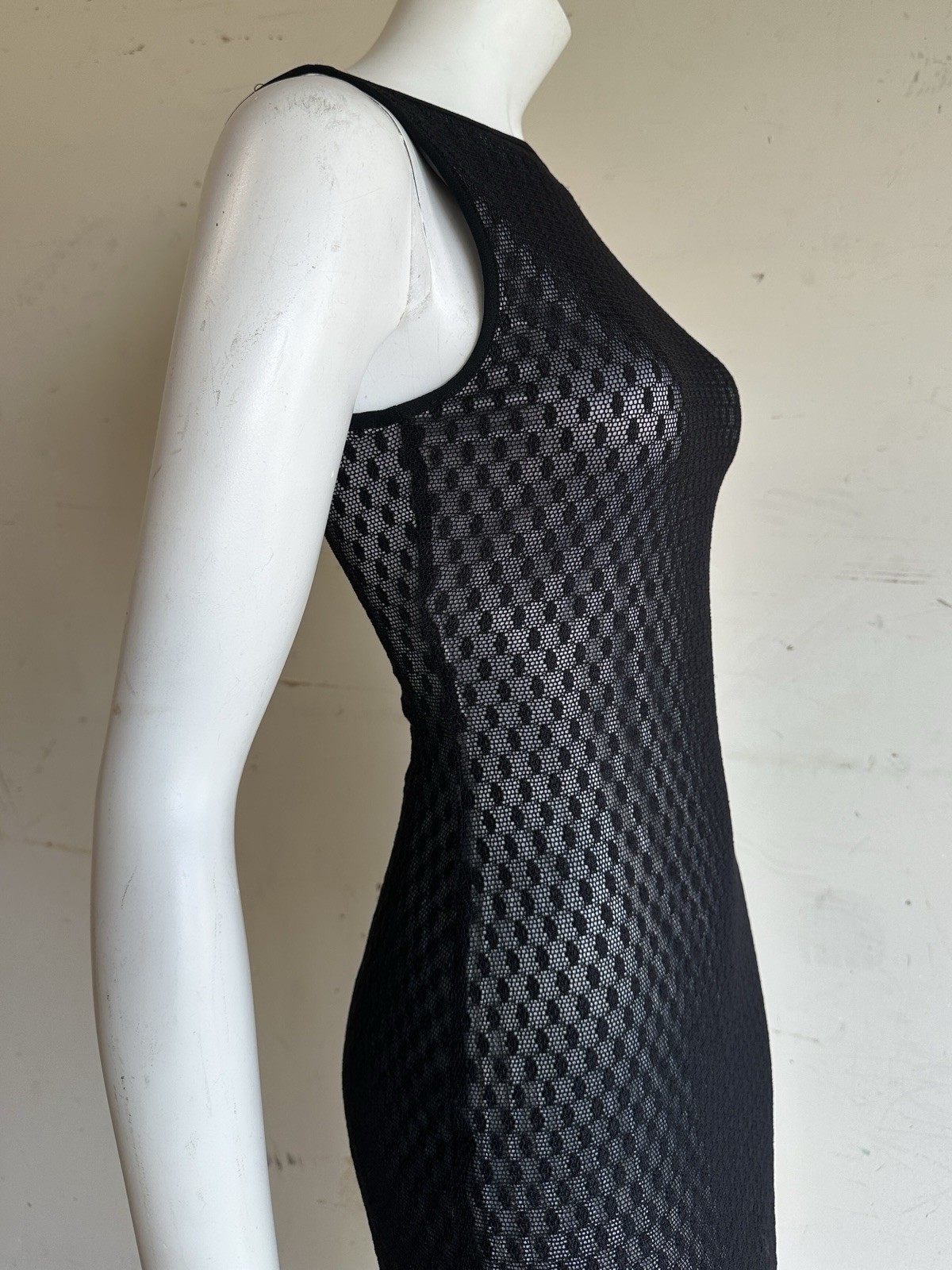 Vintage 90s Y2K Bebe Moda Mesh Black And Silver Dress Minimalistic Goth Grunge