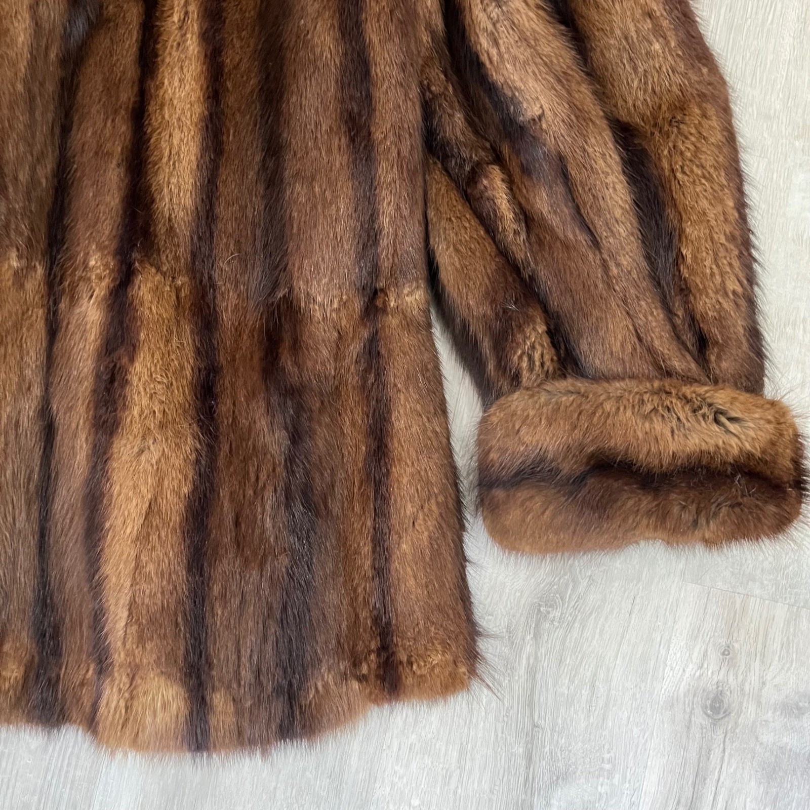 Vintage Nigbor Fur Coat Co Genuine Ranch Mink Fur Coat Jacket Brown Womens L?