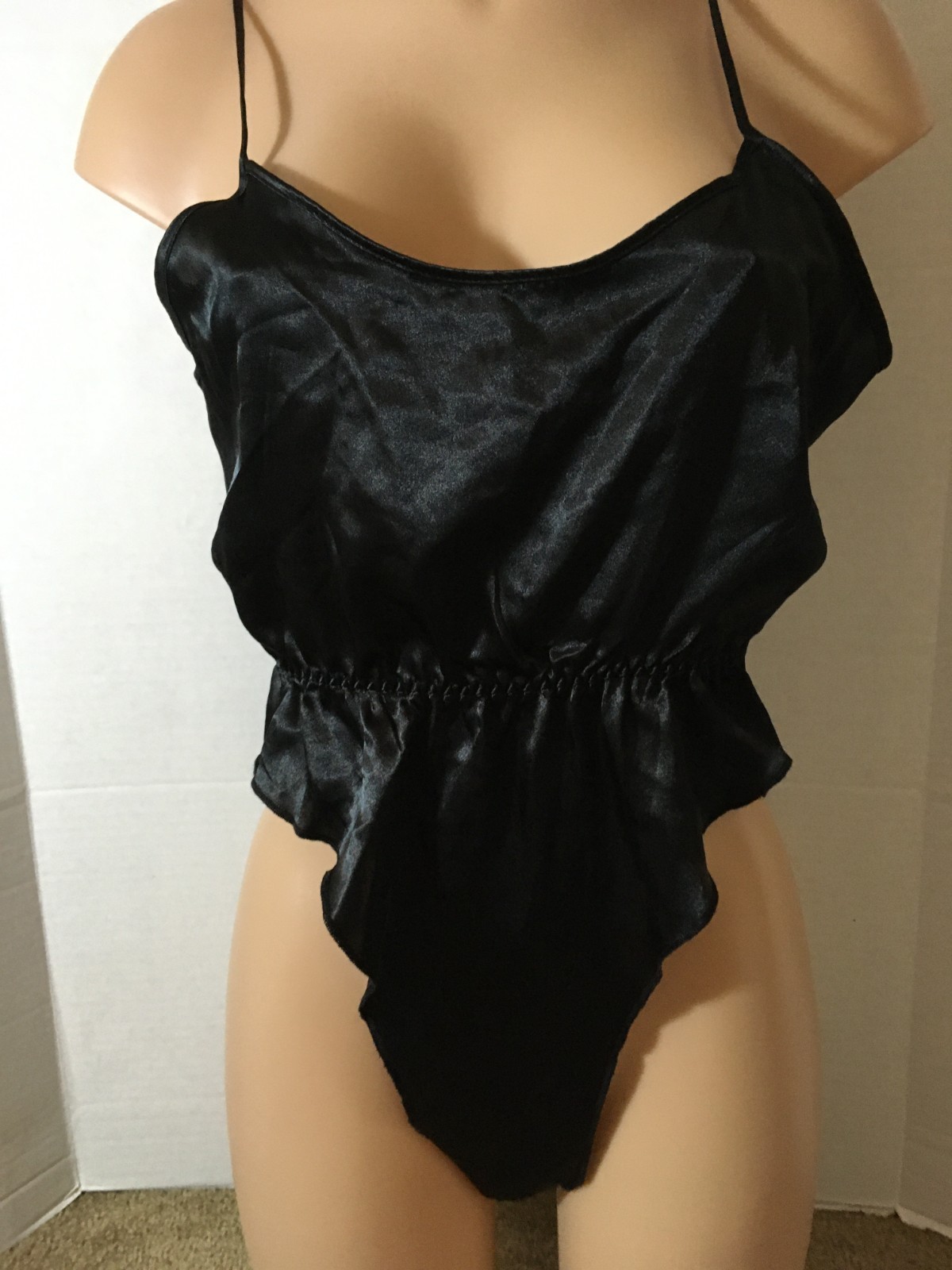 Vtg VICTORIA’S SECRET Silky SATIN High-Leg Bodysuit Teddy Gold Label Whimsigoth