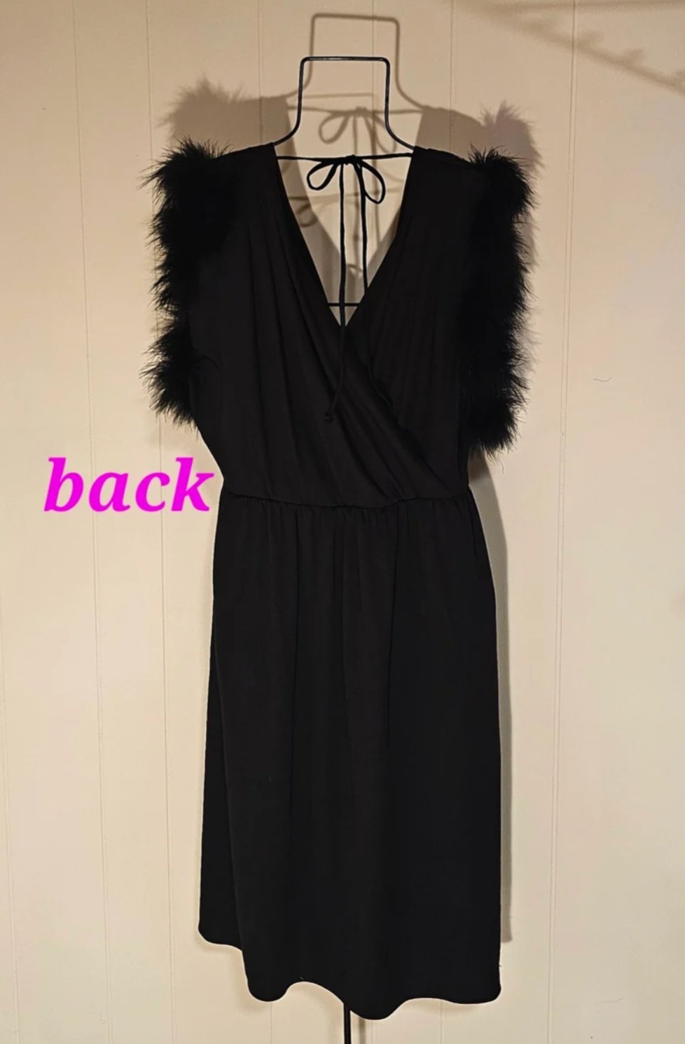 Vintage 80s Diamond Run Wayne Diamond Feather-Trimmed Cocktail Dress