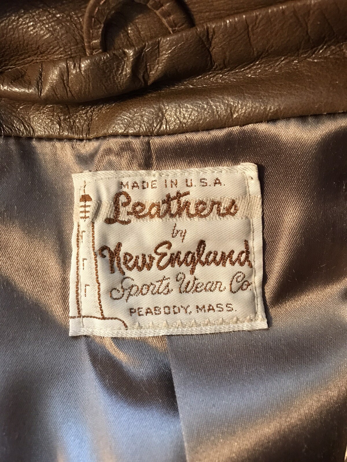 VTG Leathers by New England Sports Wear Co Brown Leather Trench Coat 14 TBox