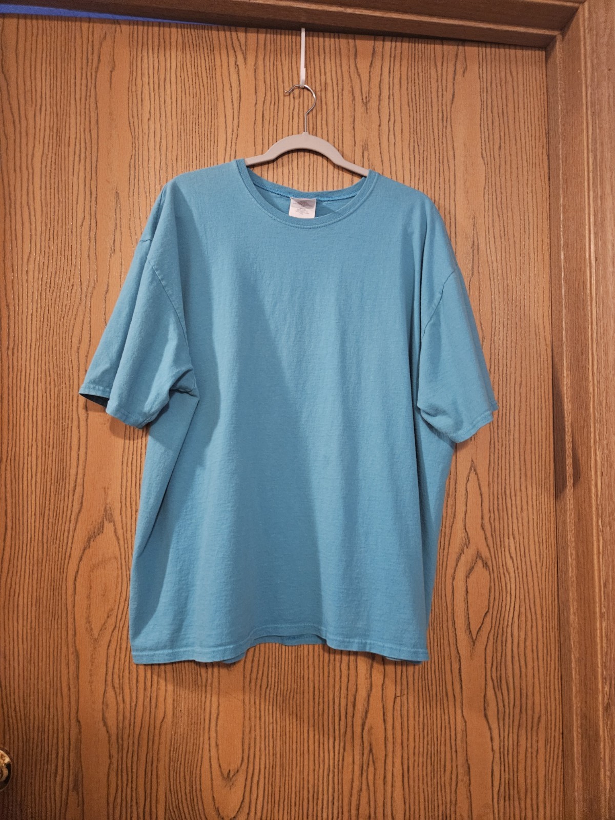 VTG 90s Hanes Her Way Blank T-Shirt XXL Teal Aqua Blue Made in USA Fabric