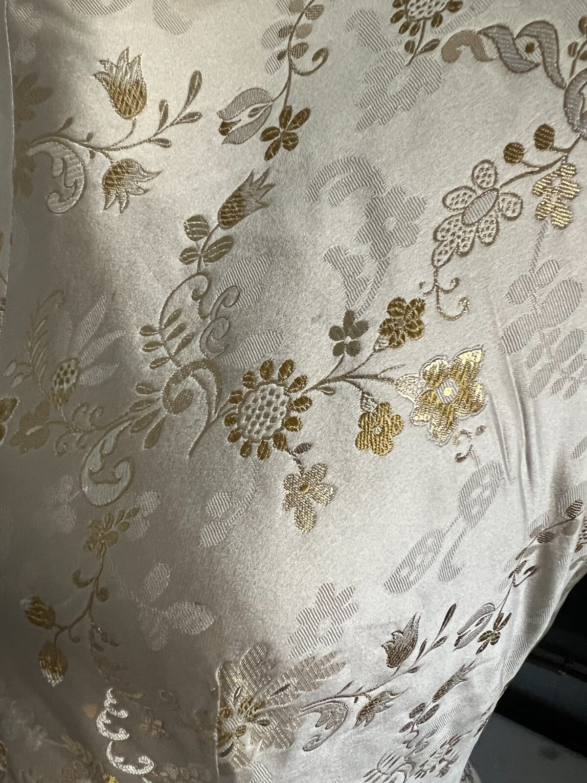 VTG Gold Metallic 2 Piece Satin Floral Brocade 60’s Evening Skirt and Top Sz M
