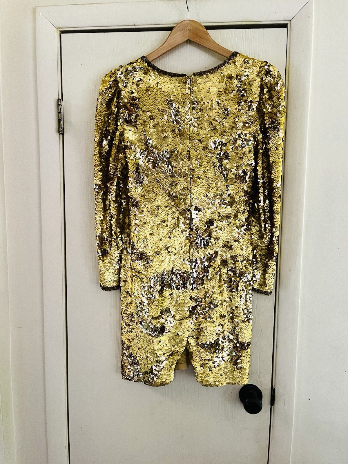 VTG 70s 90s Silk Sequin Mob Wife Trophy Bride Wedding Guest Party Dress M