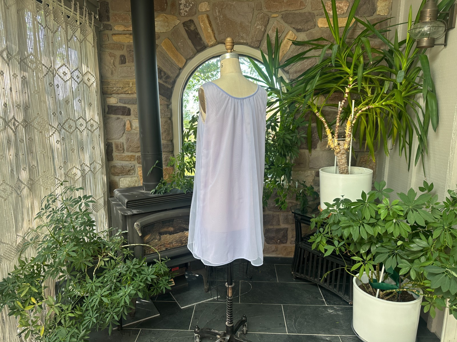Vintage 1960s Purple Nylon and Ivory Lace Nightgown Pat Allen