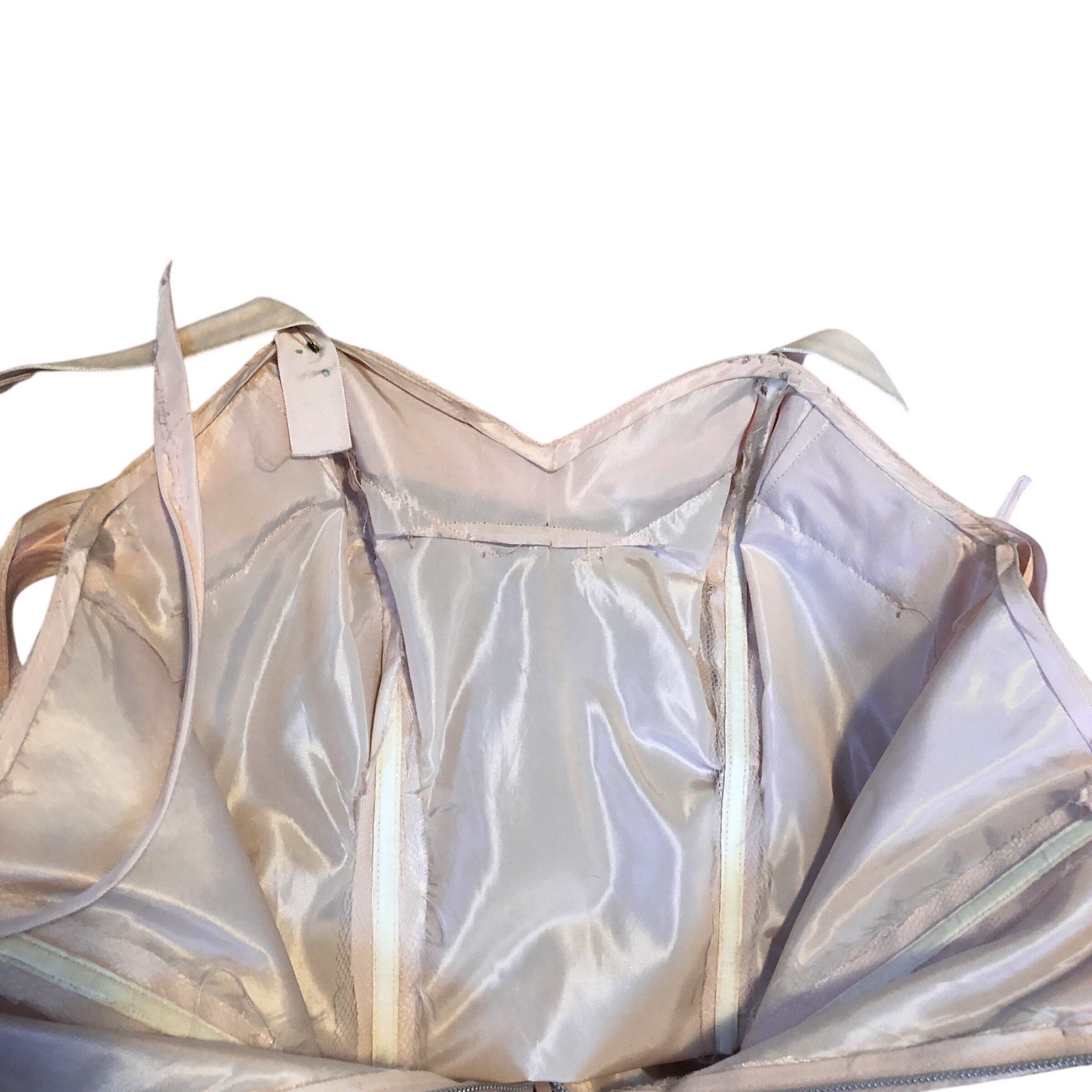 Vintage 50s Prom Party Dress XS Pink Acetate Tulle Net Overlay Sweetheart Read