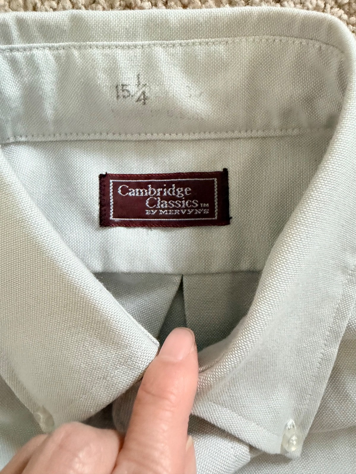 vintage cambridge classics by mervyn’s cotton dress shirt, off white, M