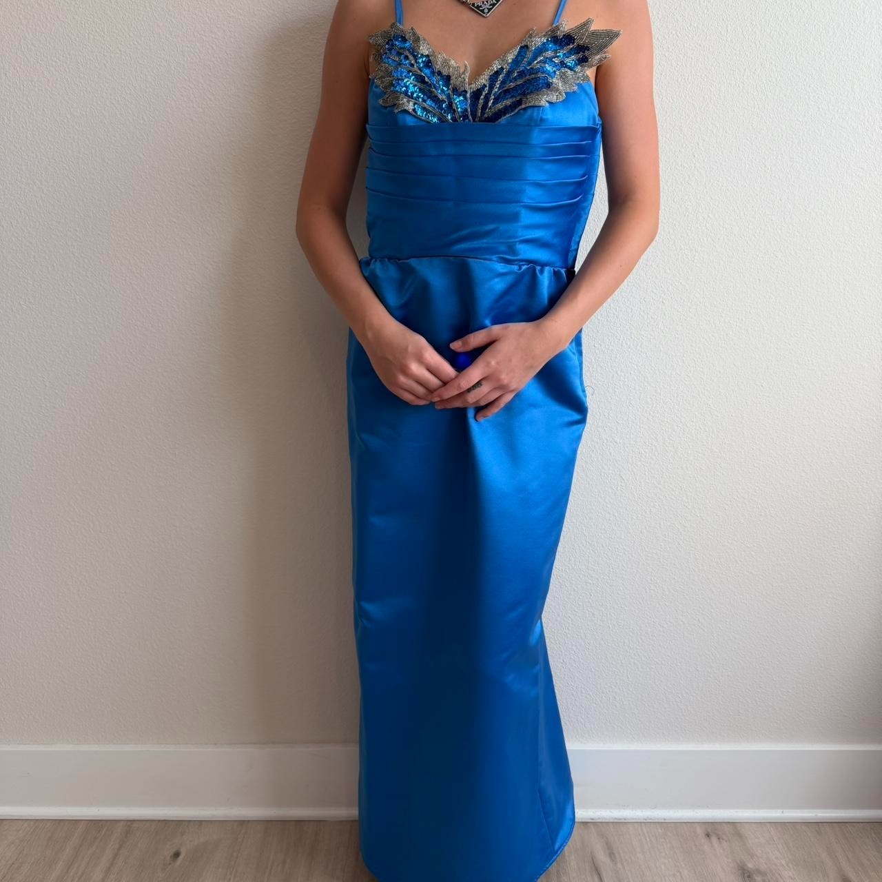 Vintage Alyce Designs Sequins Long Prom Party Formal Dress Gown Blue Sz 12