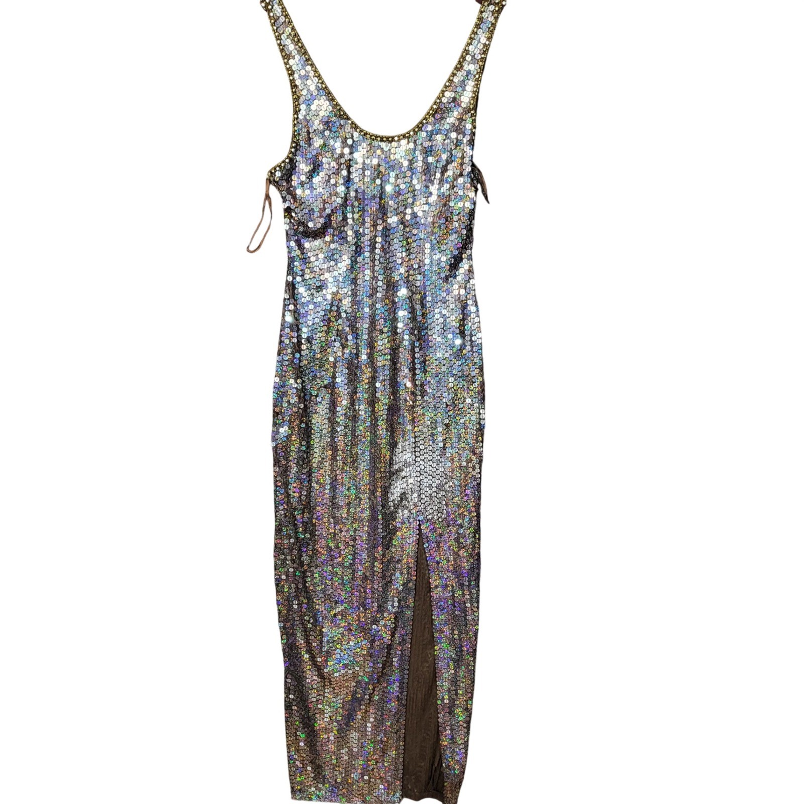 Niteline Della Roufogali Vintage Holographic Sequin Gown Brown Bronze Size 6