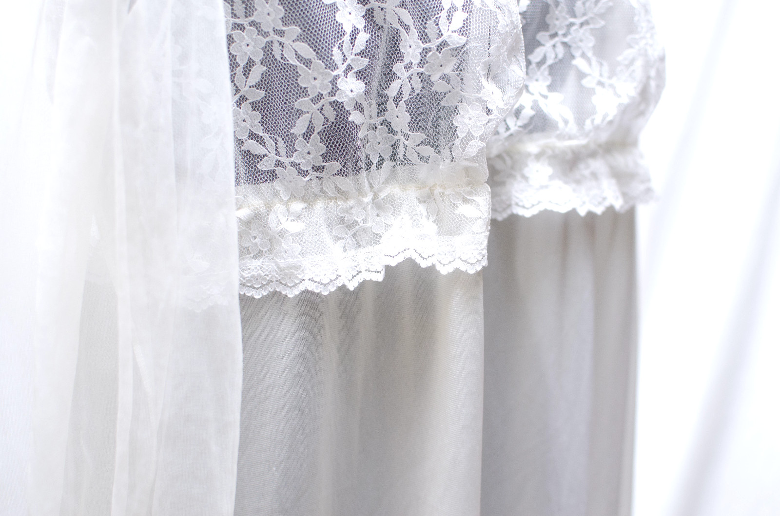 Vintage Dream Wear Sheer White Bridal Robe Lace Accents Sz L