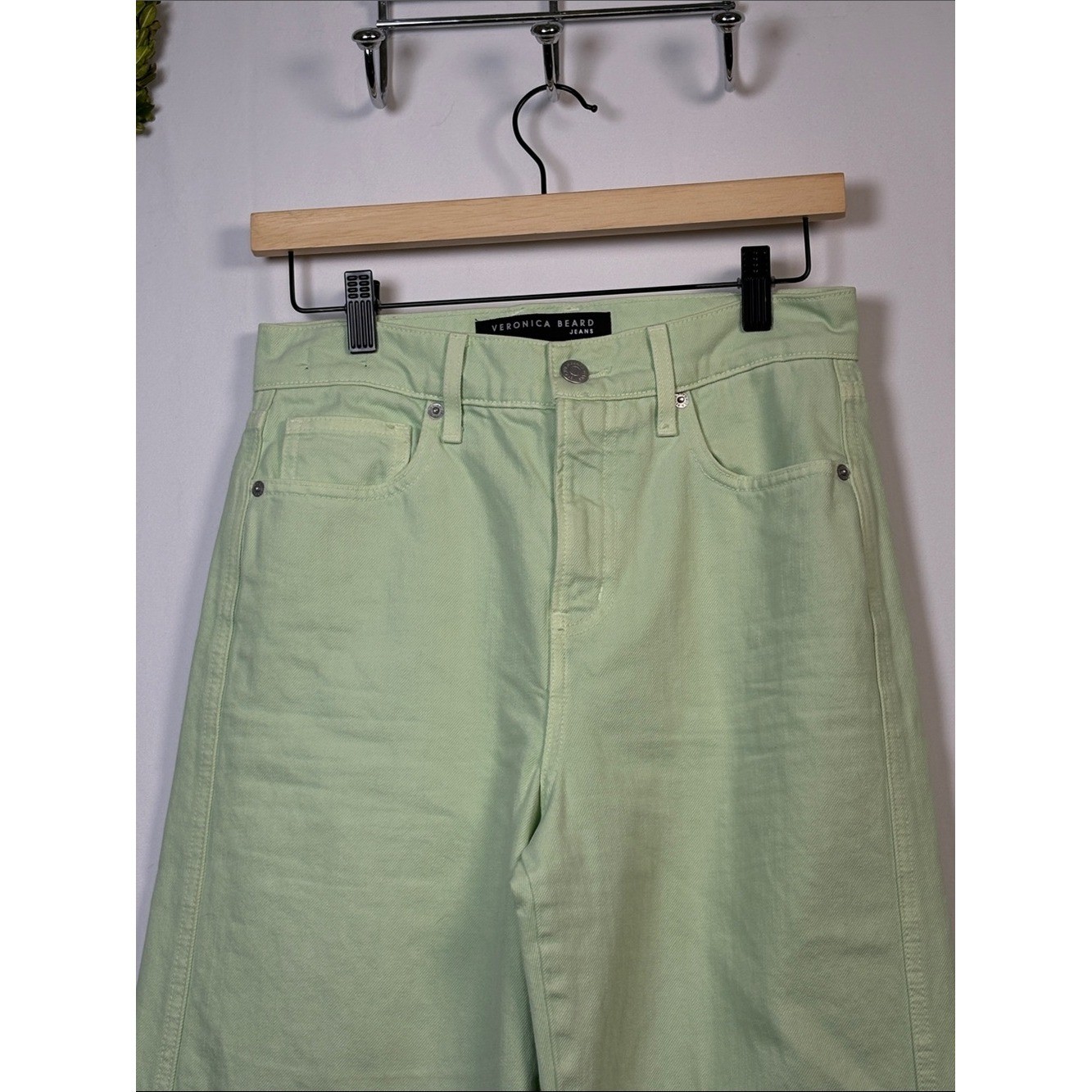 VERONICA BEARD Taylor Pistachio Green Wide Leg High Rise Jeans size 26