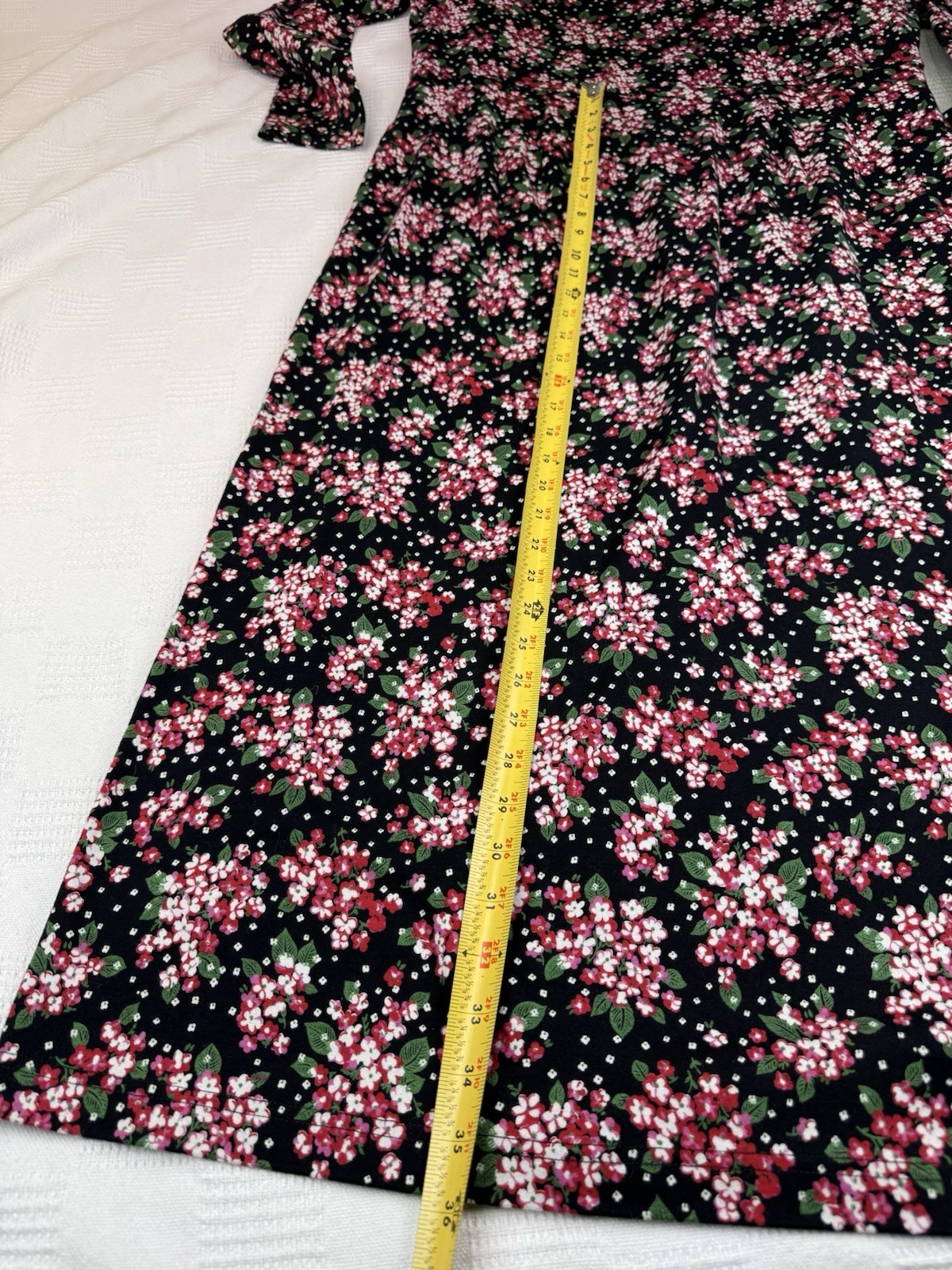 VTG Hanna Anderson Pink Floral Midi Dress Women L Long Sleeve USA Pockets Modest