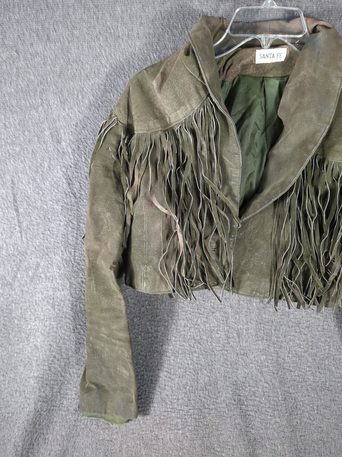 Vtg 70s 80s Santa Fe Suede Leather Cropped FRINGE Jacket Western Sz M