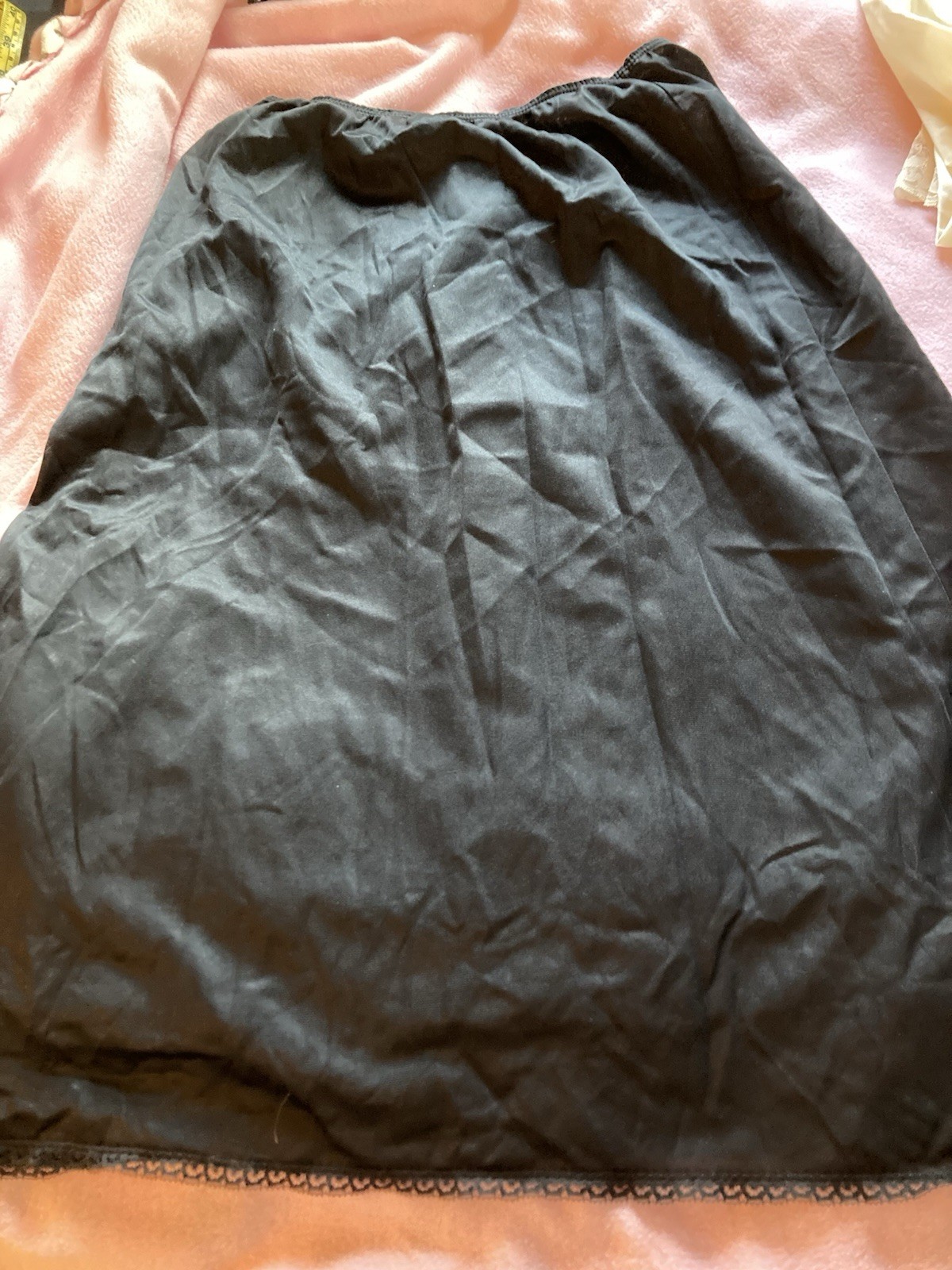 Vintage Formfit Rogers 1/2 Slip Black 6”Lace Satin Ribbon 28/32” waist